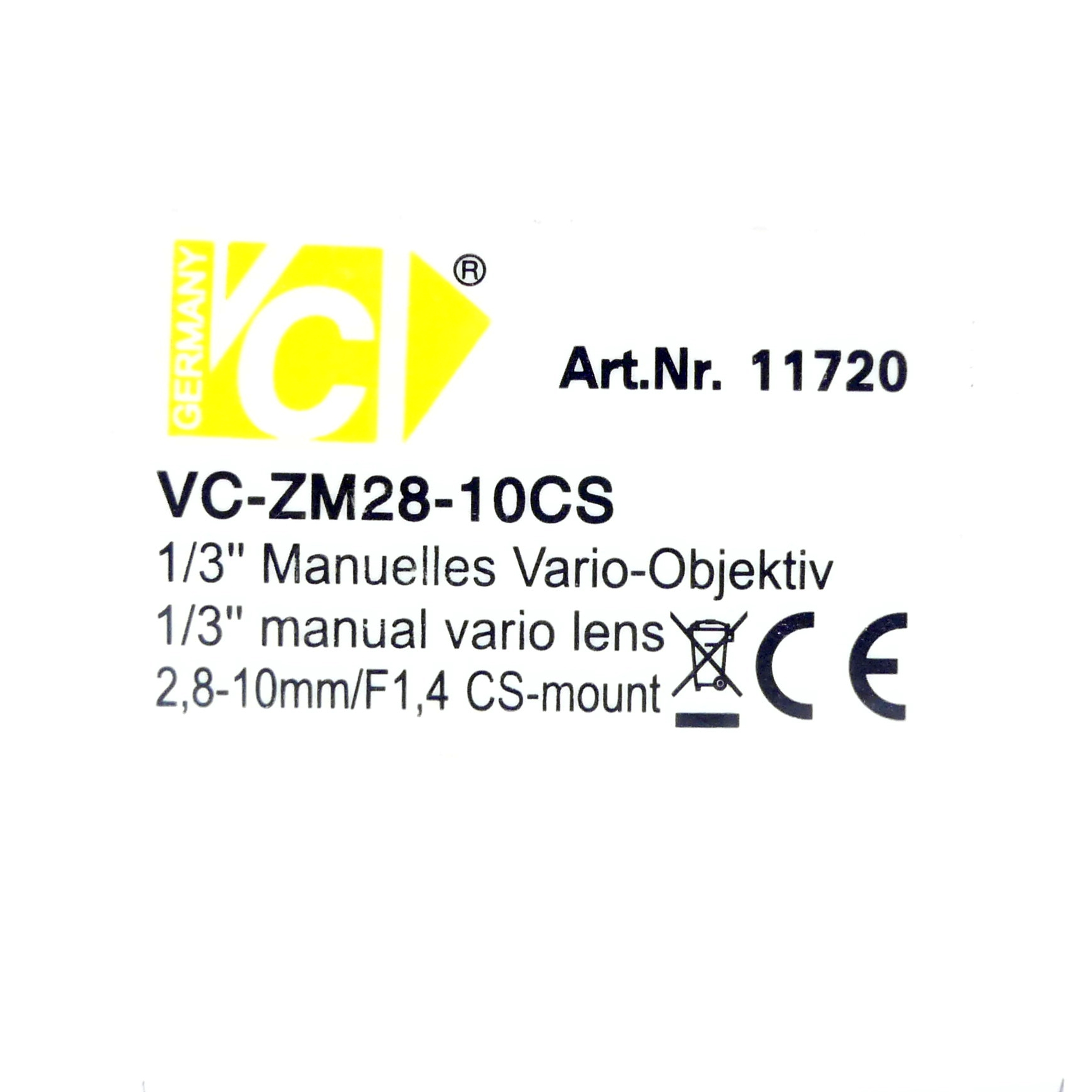 Manual varifocal lens VC-ZM28-10CS 