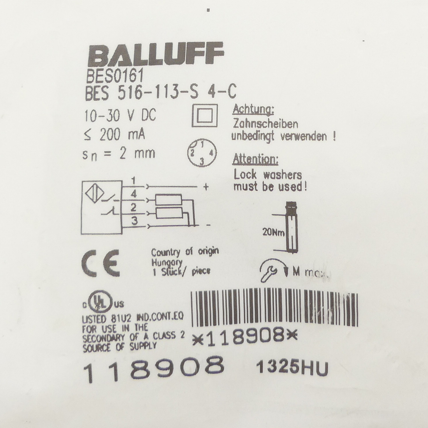 Inductive standard sensor BES0161