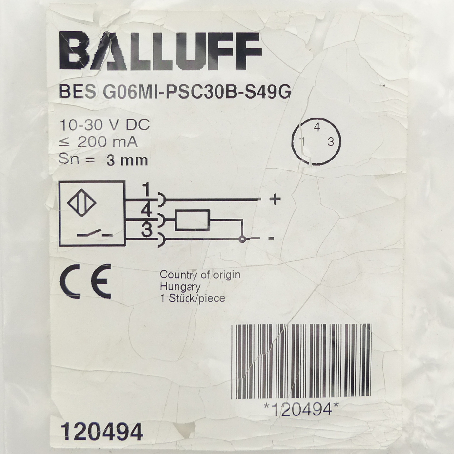 Inductive standard sensor BES G06MI-PSC30B-S49G 