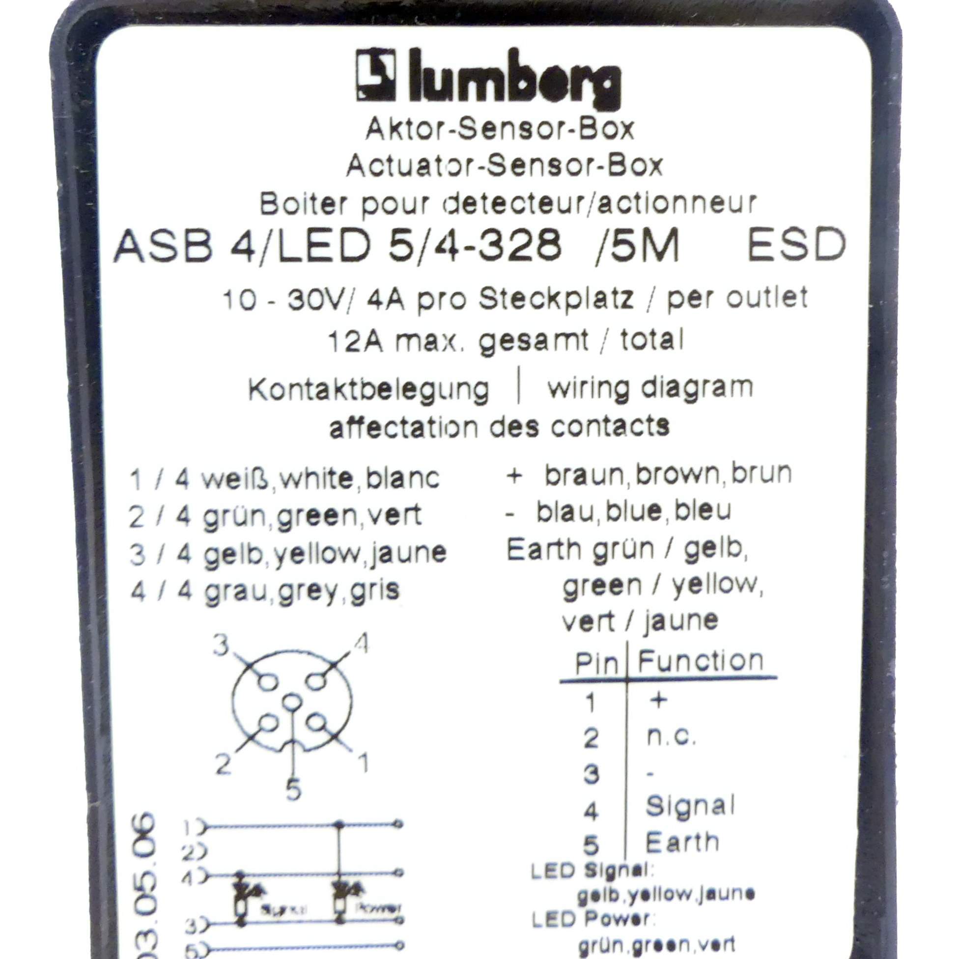 Aktor-Sensor-Box ASB 4/LED 5/4-328 /5M ESD 