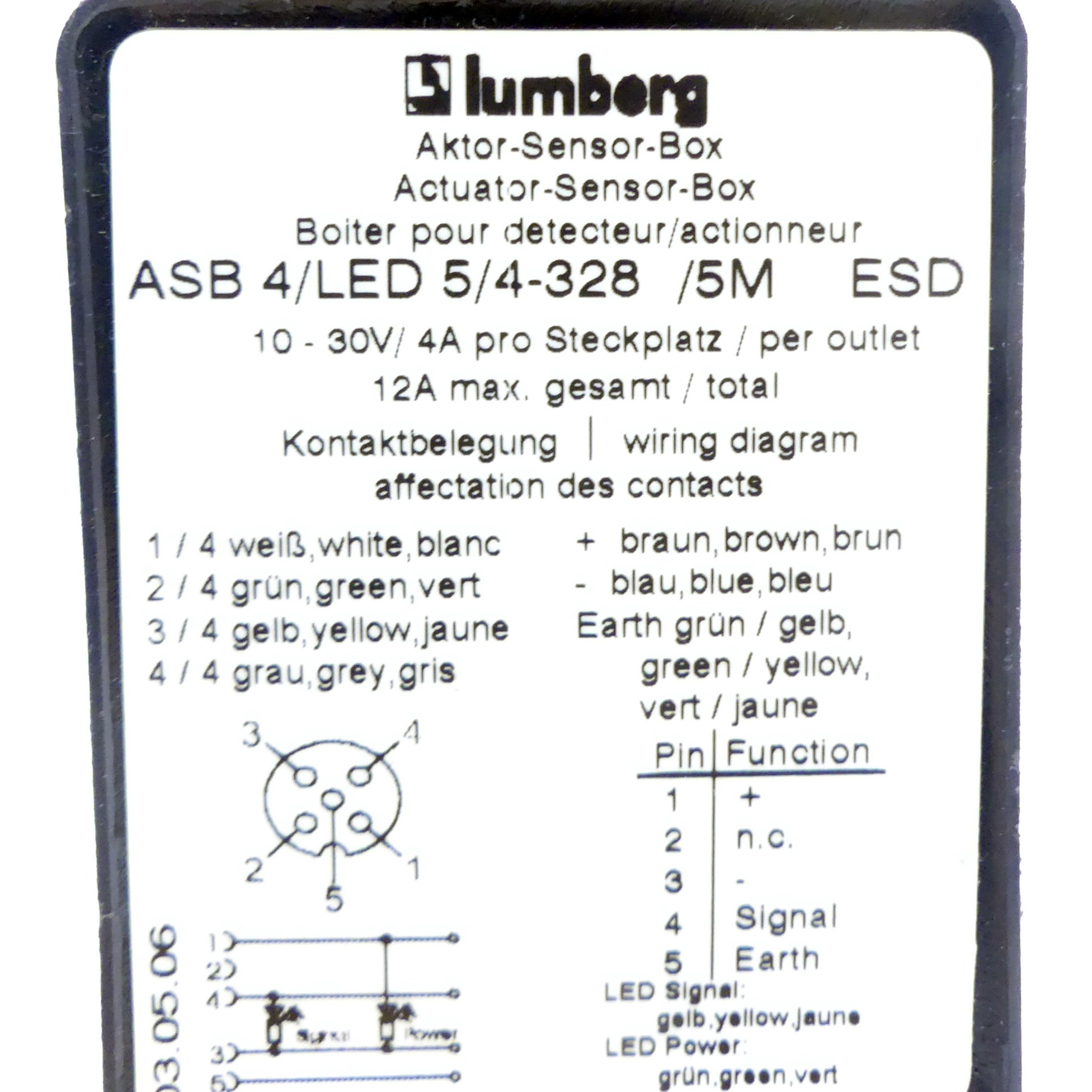 Aktor-Sensor-Box ASB 4/LED 5/4-328 /5M ESD