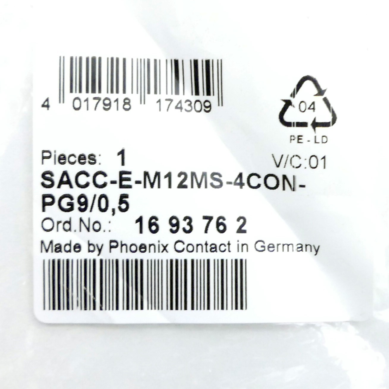 3 Stück Sensorkabel SACC-E-M12MS-4CON-PG9/0,5 