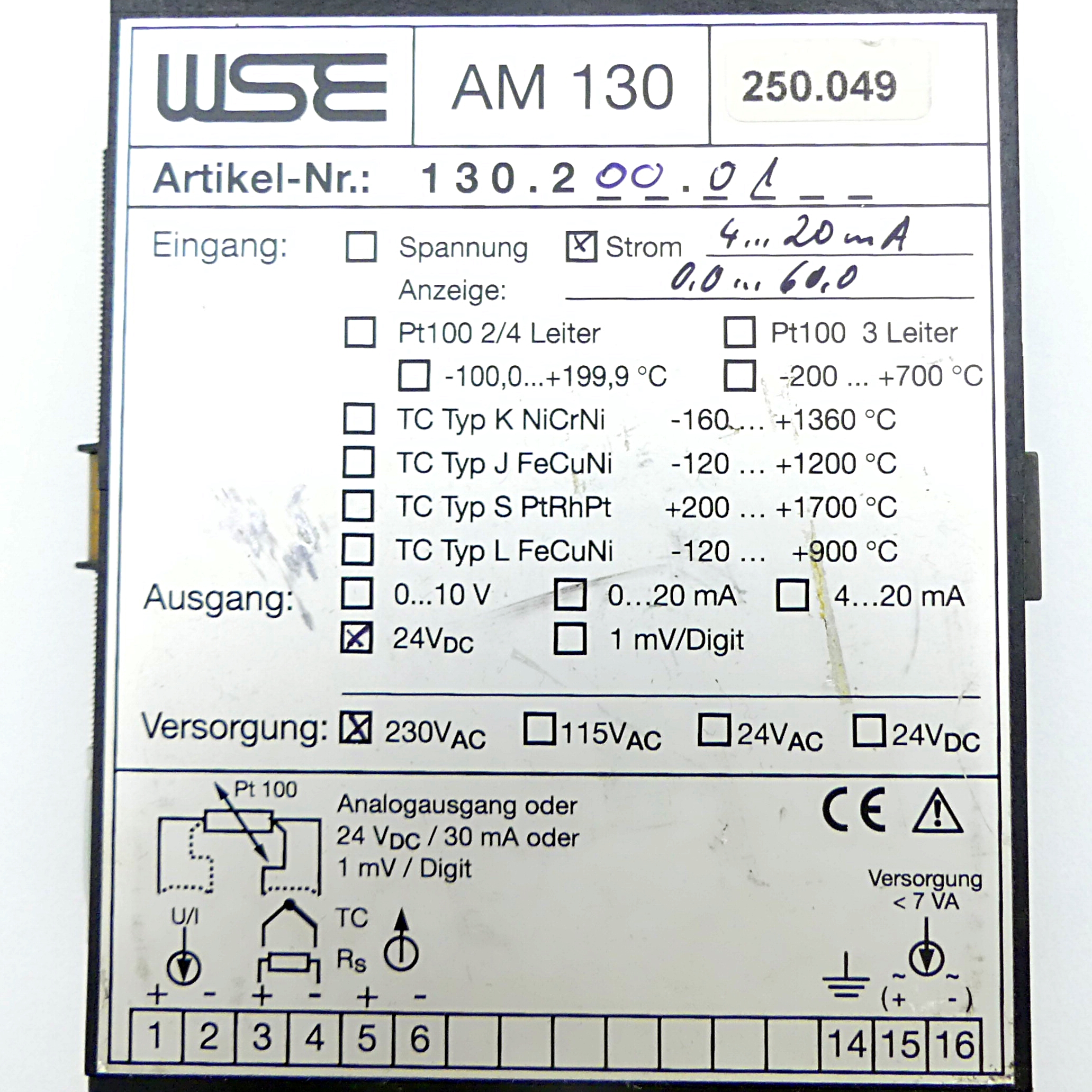 Einbau-Messgerät AM 130 