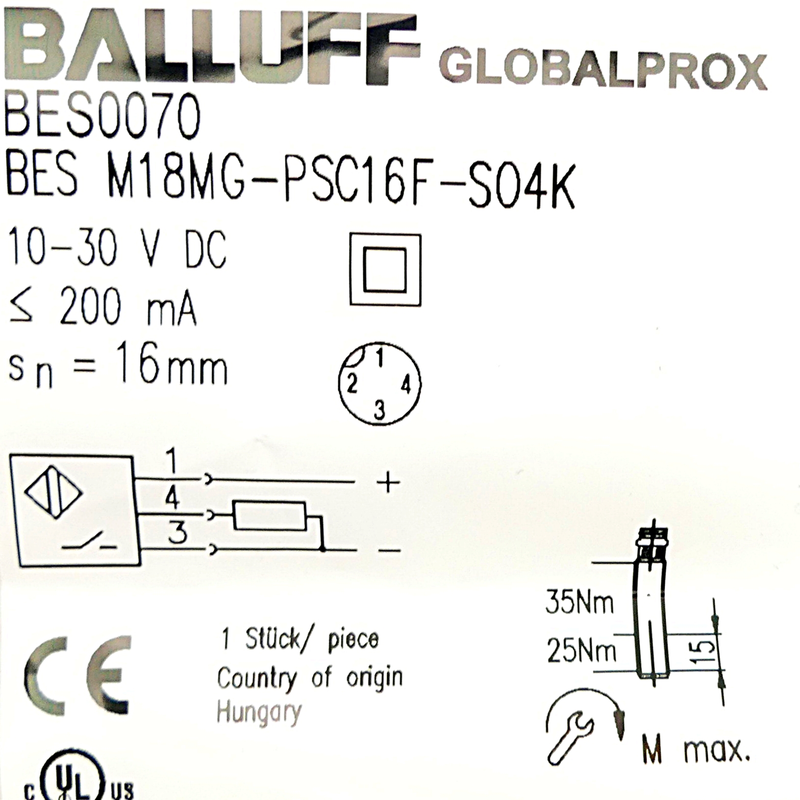 Inductive proximity switches BES M18MG-PSC16F-S04K