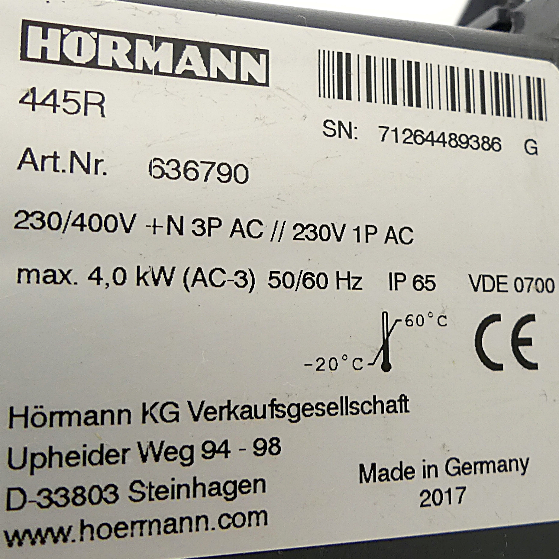 Industrial roller shutter control 445R