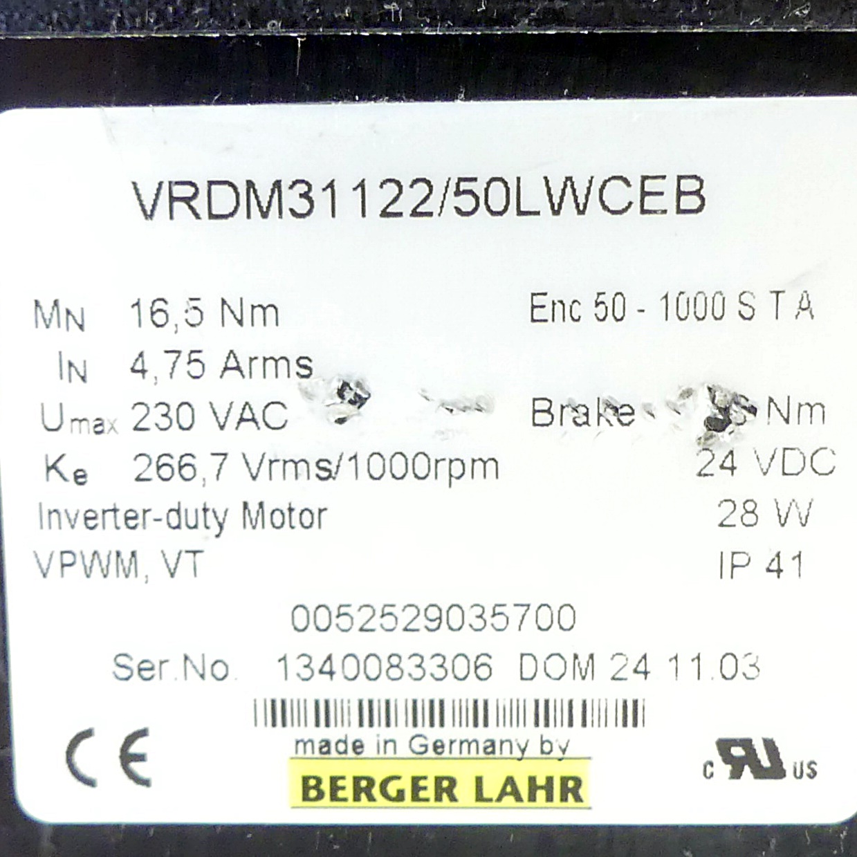 Servomotor VRDM31122/50LWCEB 