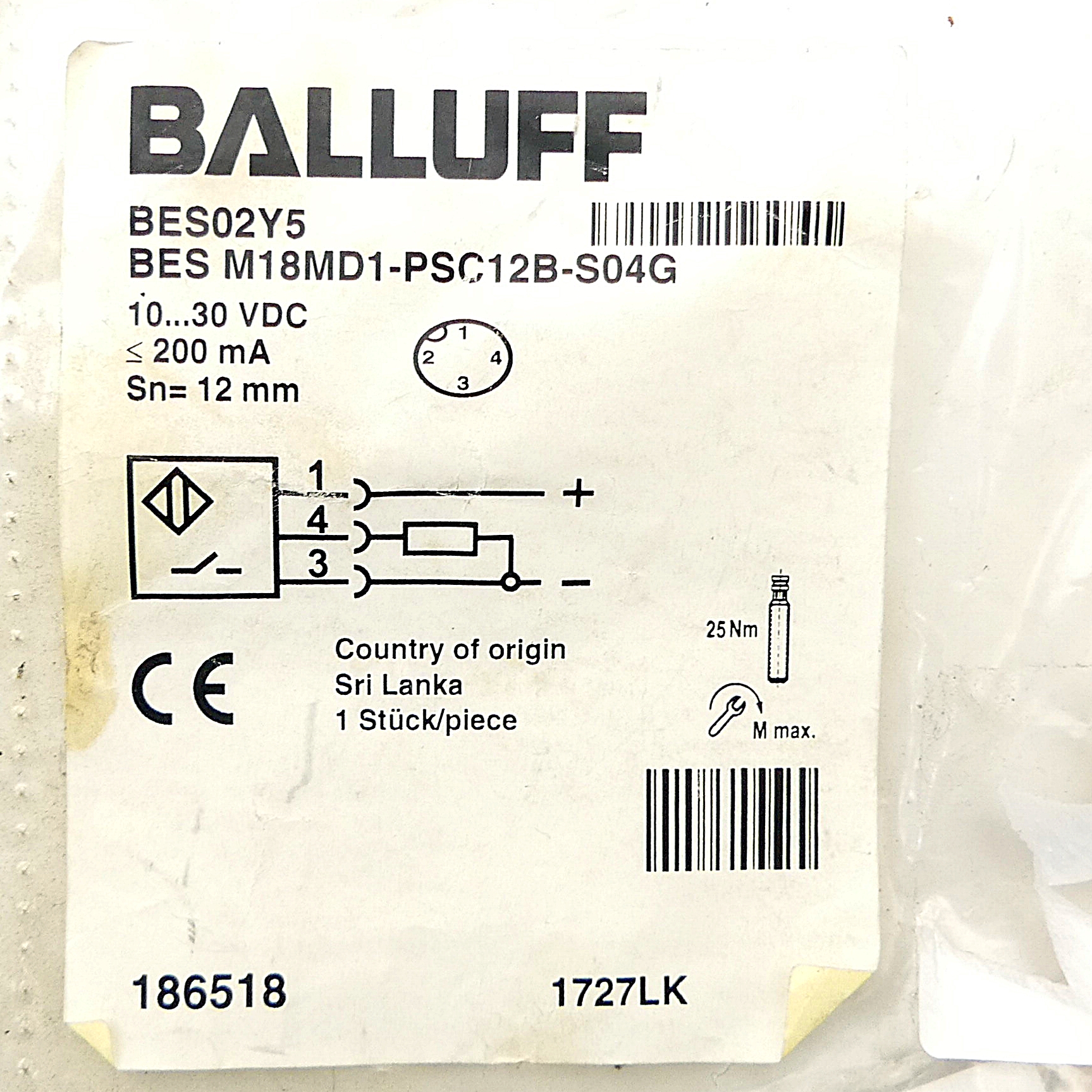 Inductive proximity switch BES M18MD1-PSC12B-S04G
