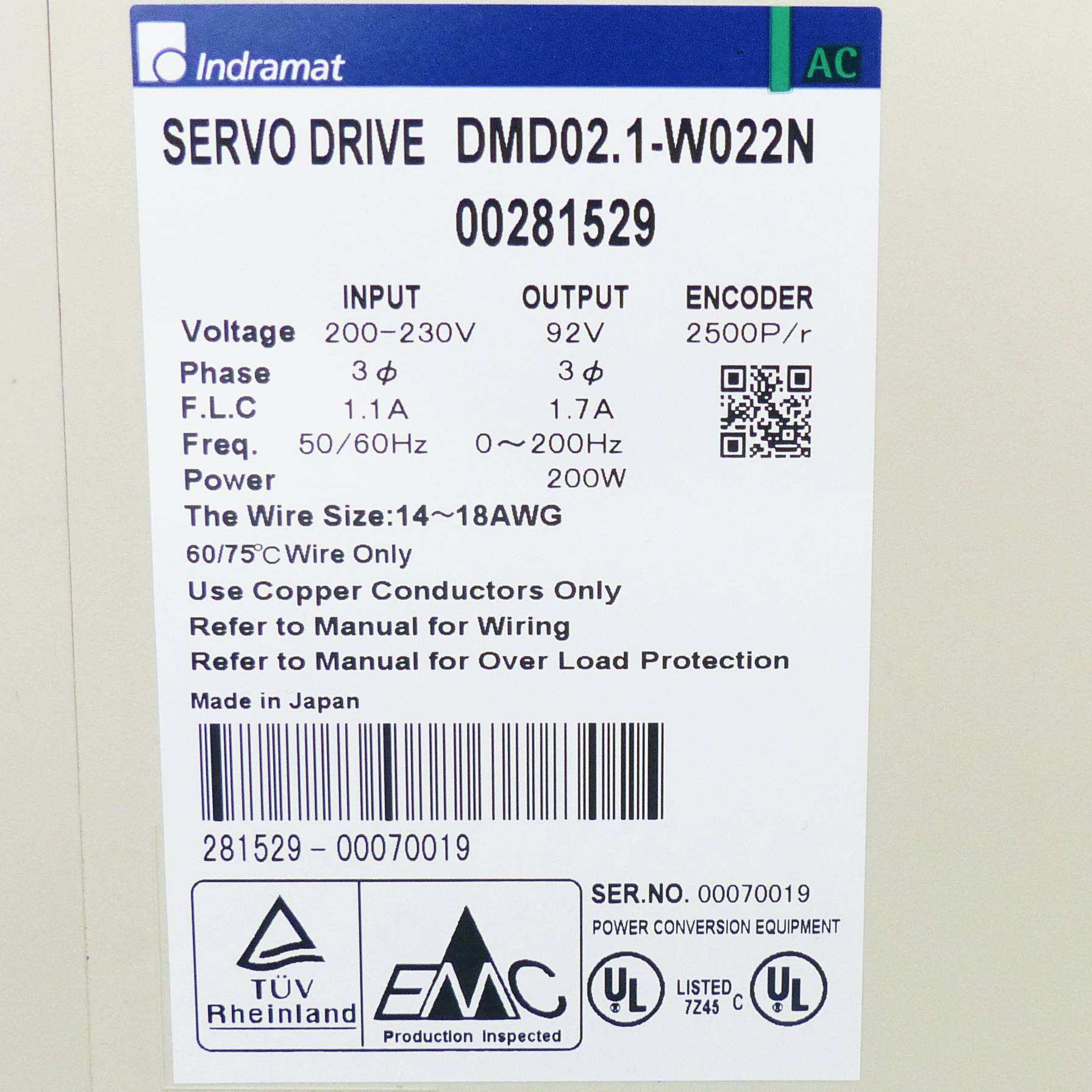 Servo Drive DMD01.1-W022N 