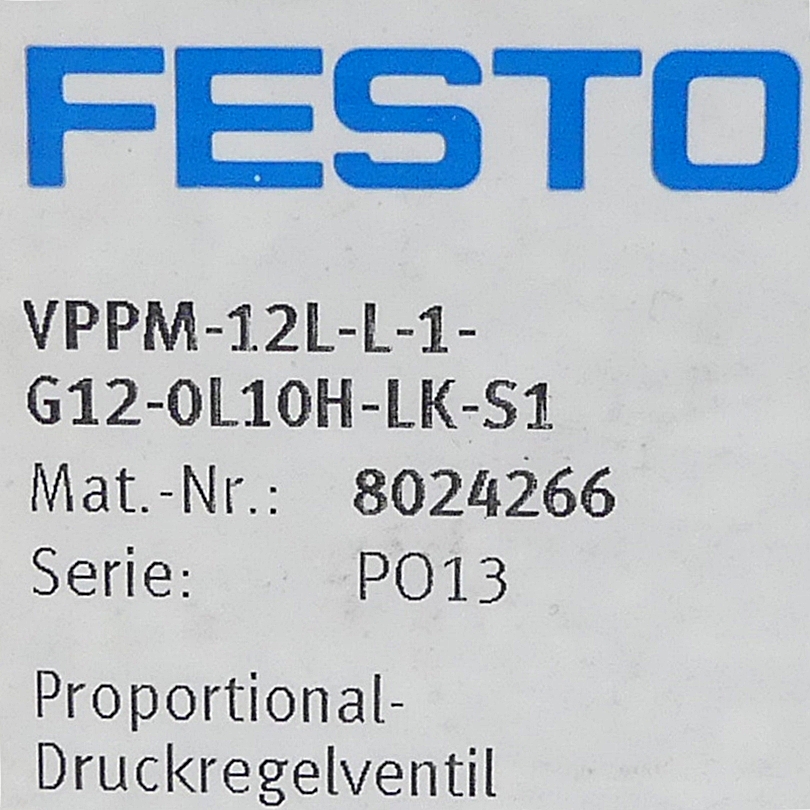 Proportional-Druckregelventil VPPM-12L-L-1-G12-0L10H-LK-S1