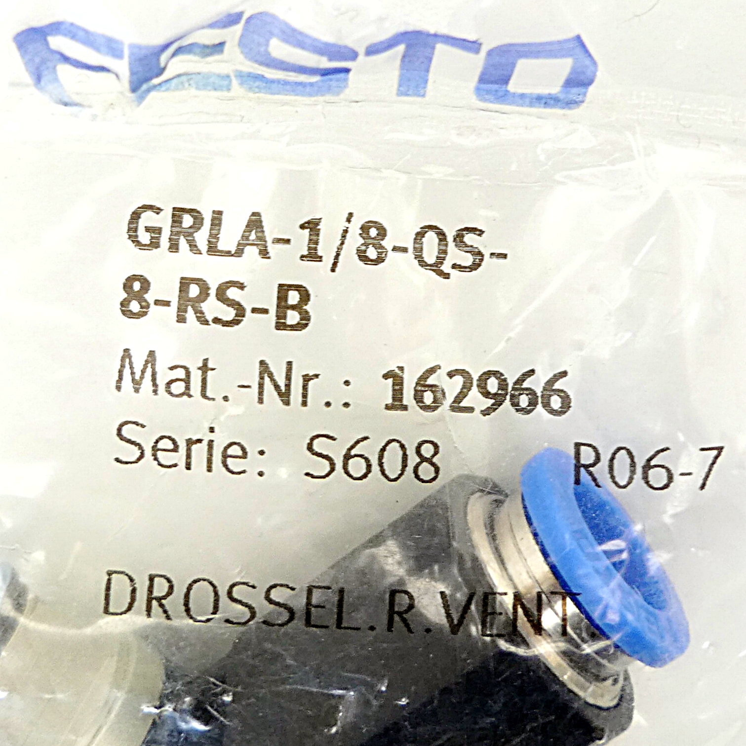 One-way flow control valve GRLA-1/8-QS-8-RS-B
