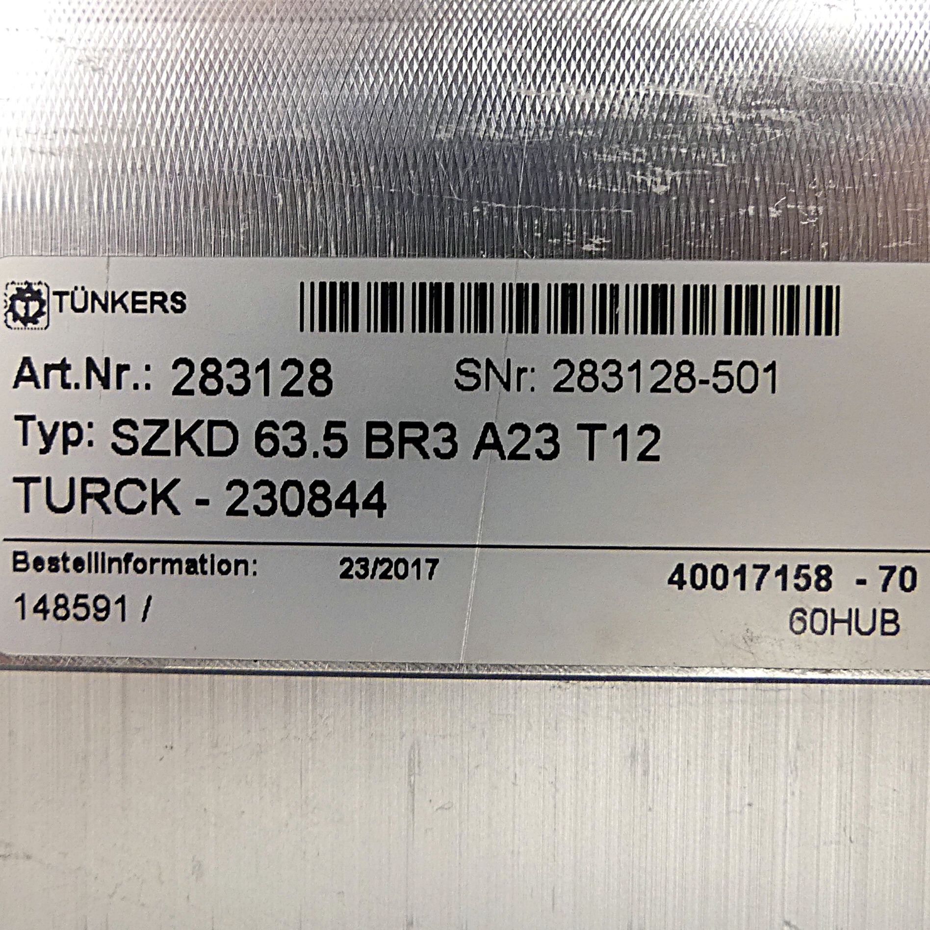 Pneumatic pin puller SZKD 63.5 BR3 A23 T12
