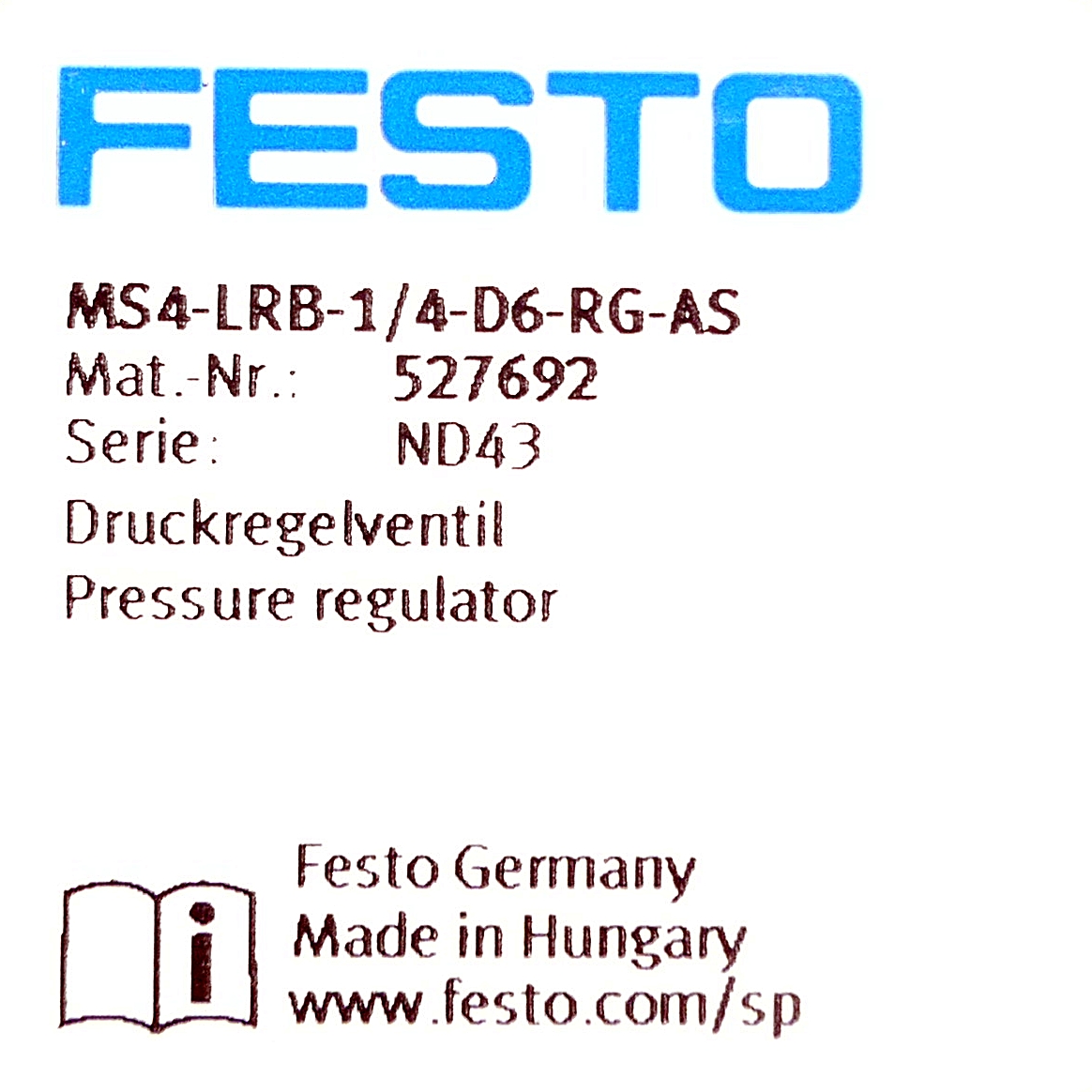 Druckregelventil MS4-LRB-1/4-D6-RG-AS