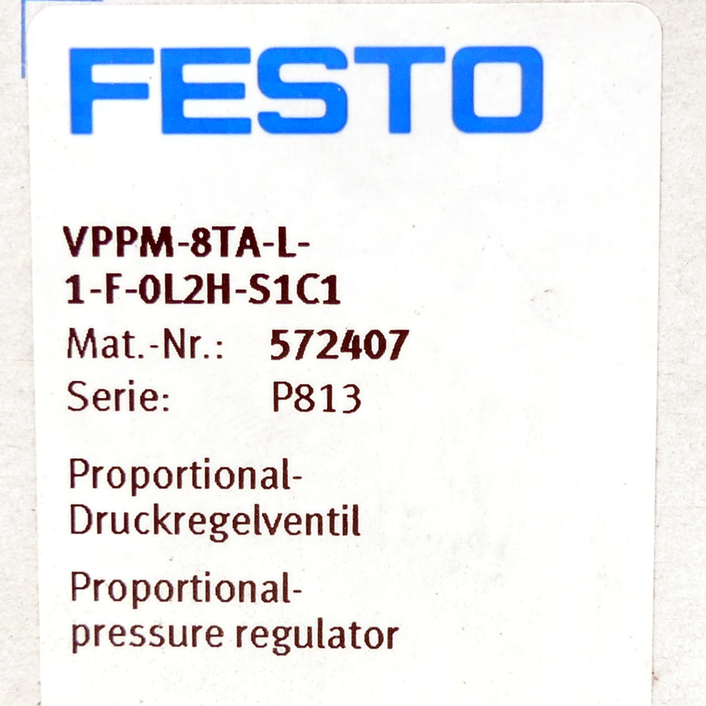 Proportional-Druckregelventil VPPM-8TA-L-1-F-0L2H-S1C1 