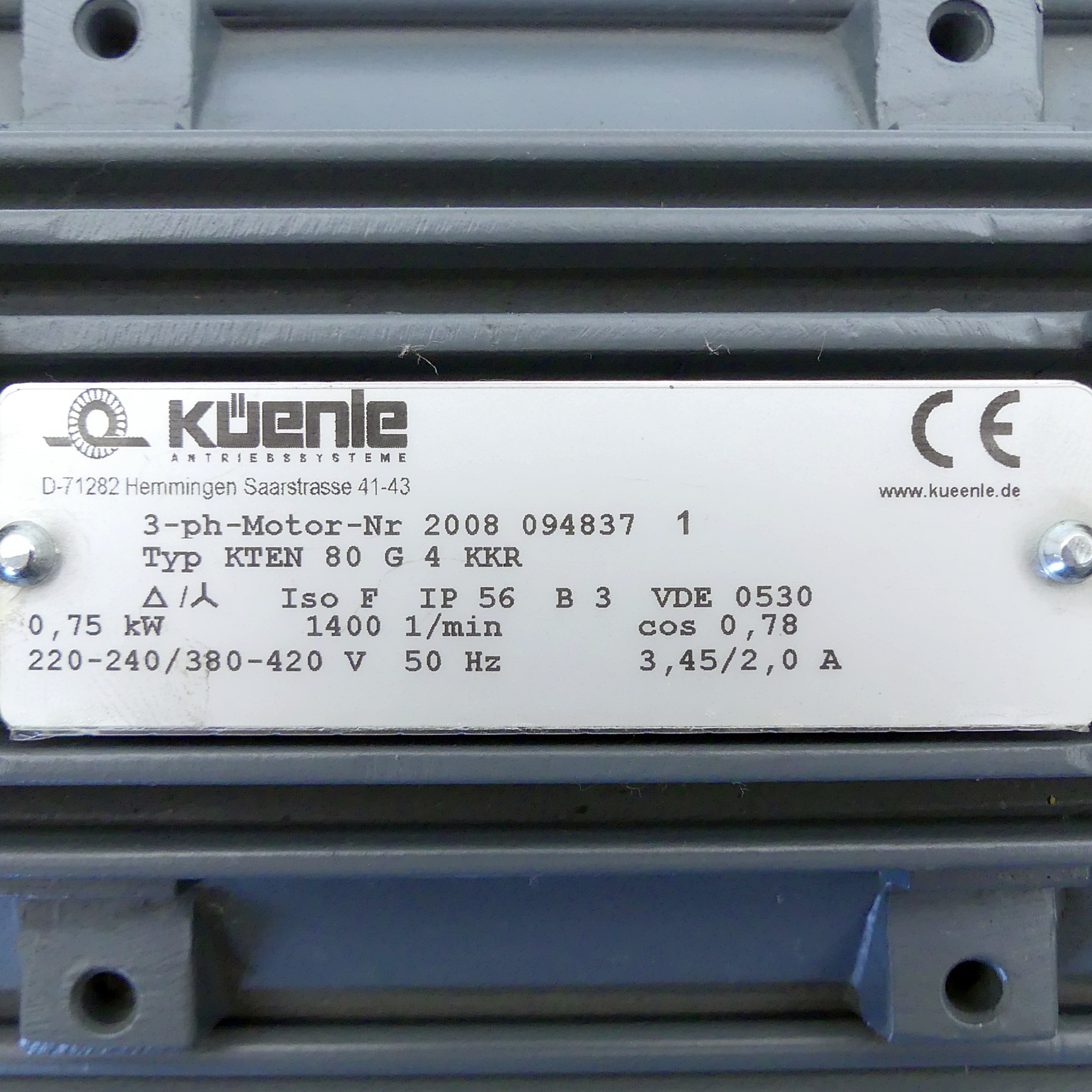 Three phase motor KTEN 80 G 4 KKR 