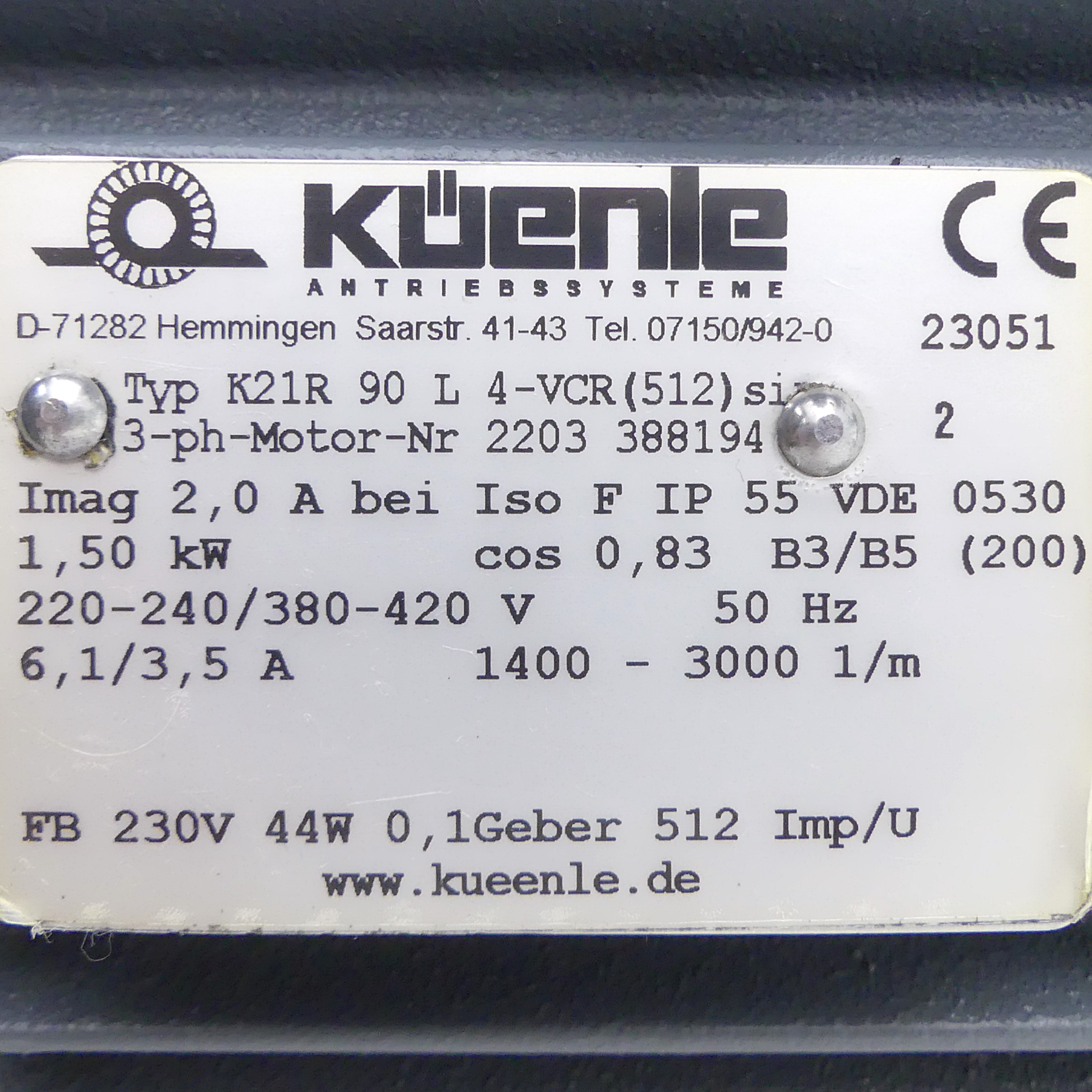 Three phase motor K21R 90 L 4-VCR 