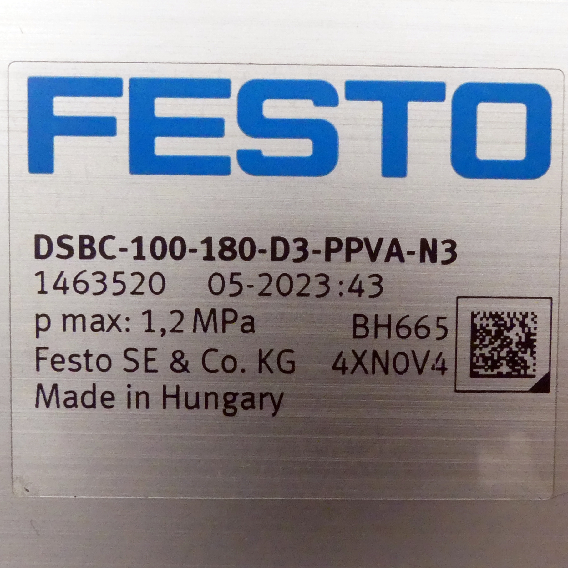 Normzylinder DSBC-100-180-D3-PPVA-N3
