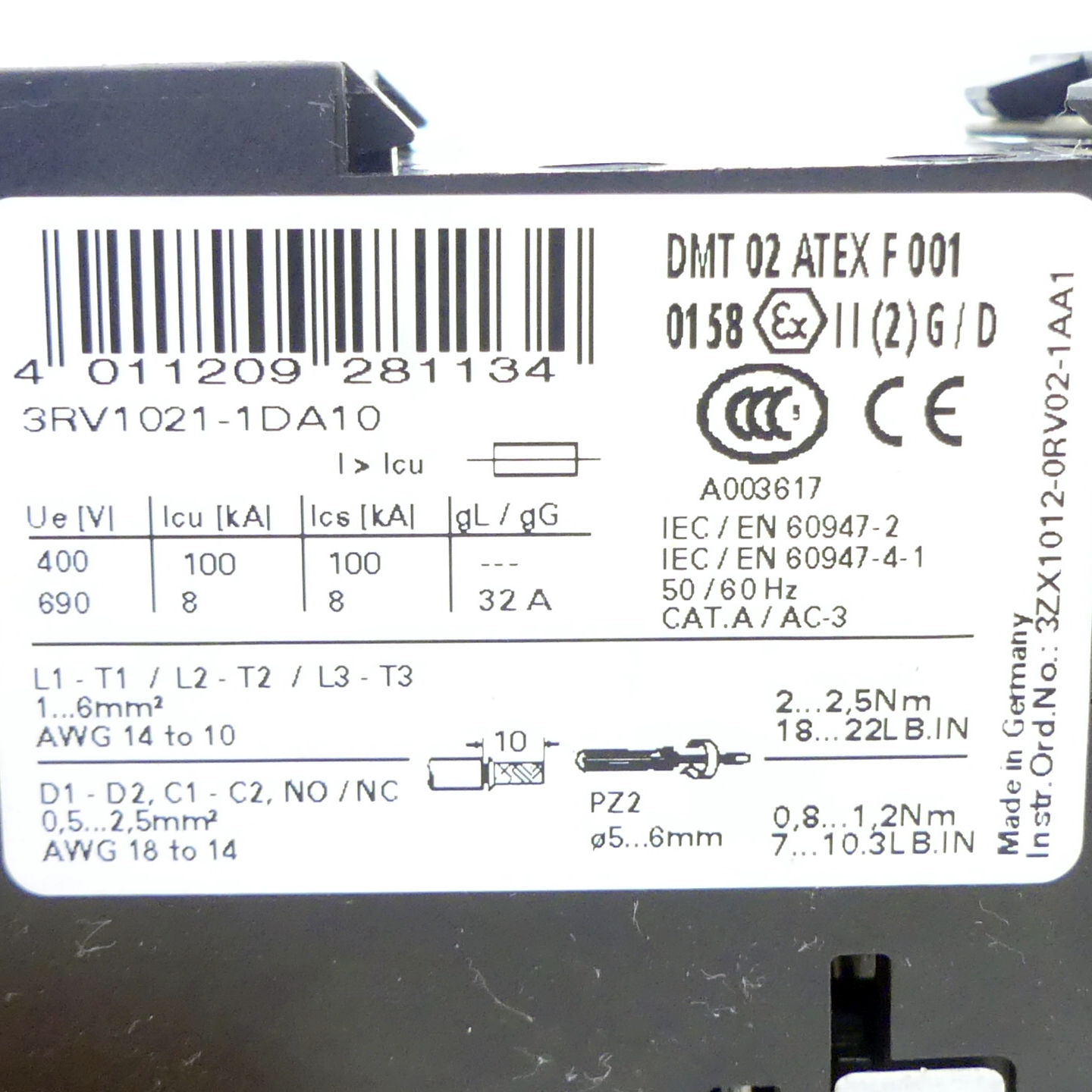 Leistungsschalter 3RV1021-1DA10
