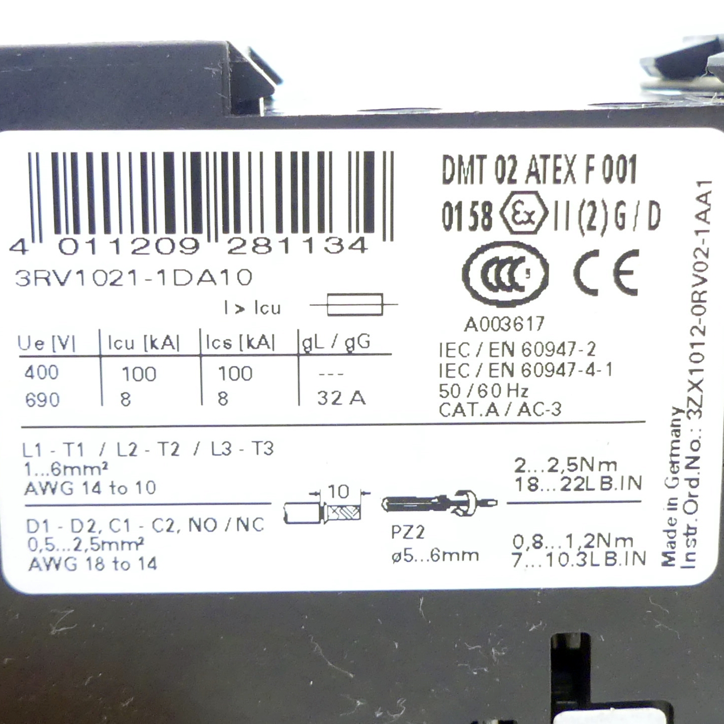 Circuit breaker 3RV1021-1DA10 