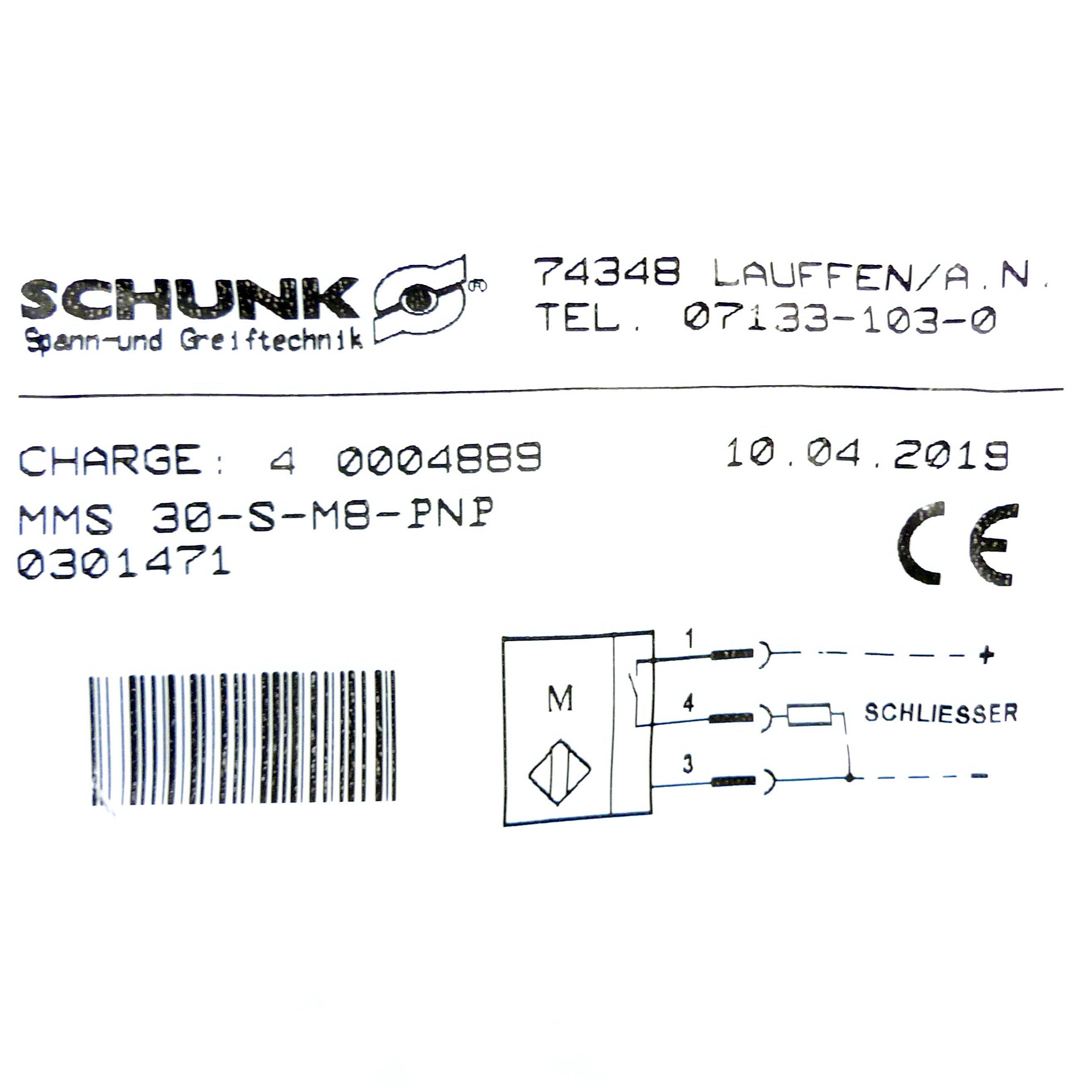 Magnetic switch MMS 30-S-M8-PNP
