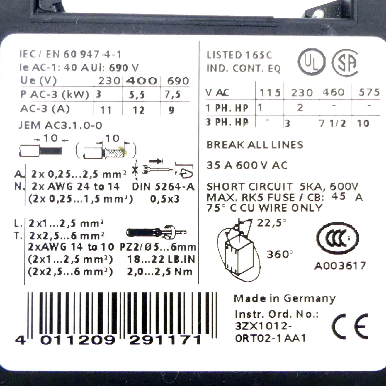 2 Stück Leistungsschütz 3RT1024-3B