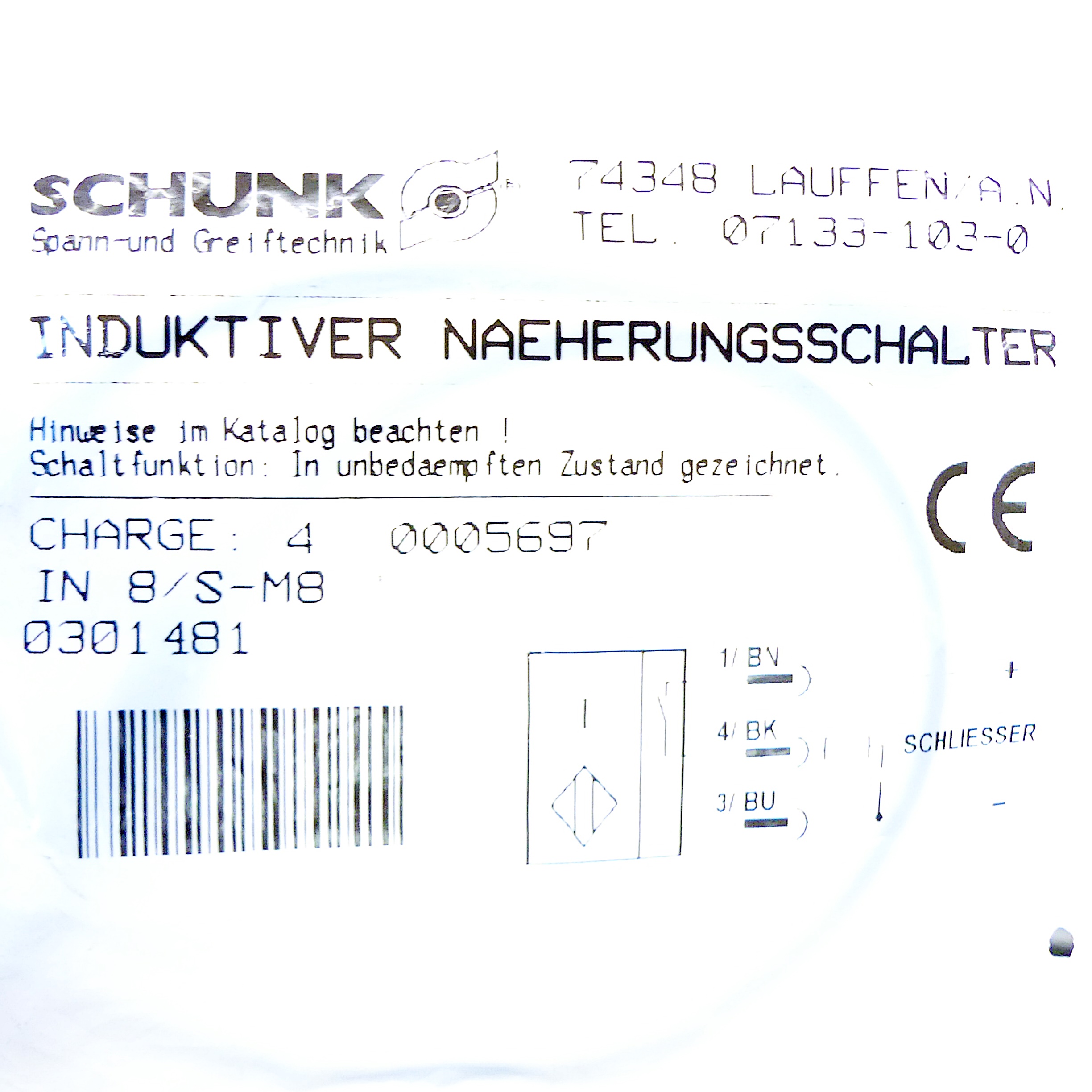 Inductive proximity switch IN 8/S-M8 