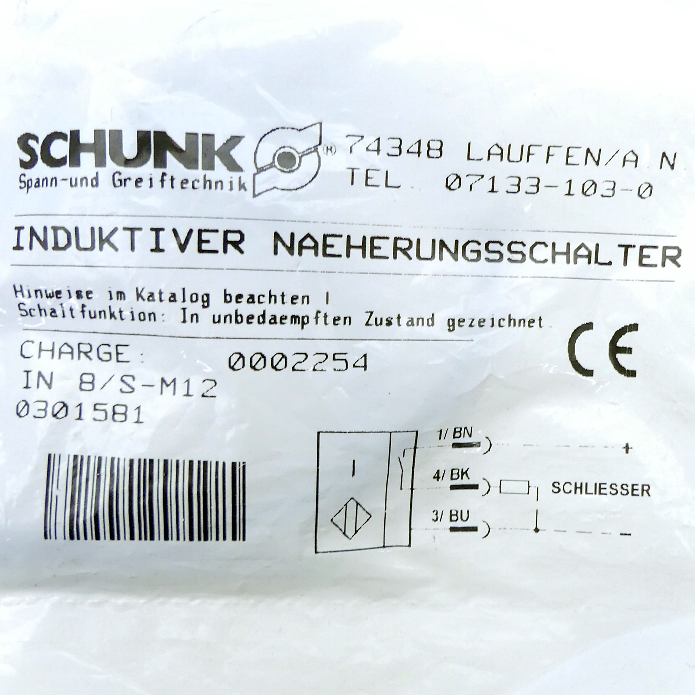 Induktive Näherungsschalter IN 8-S-M12 