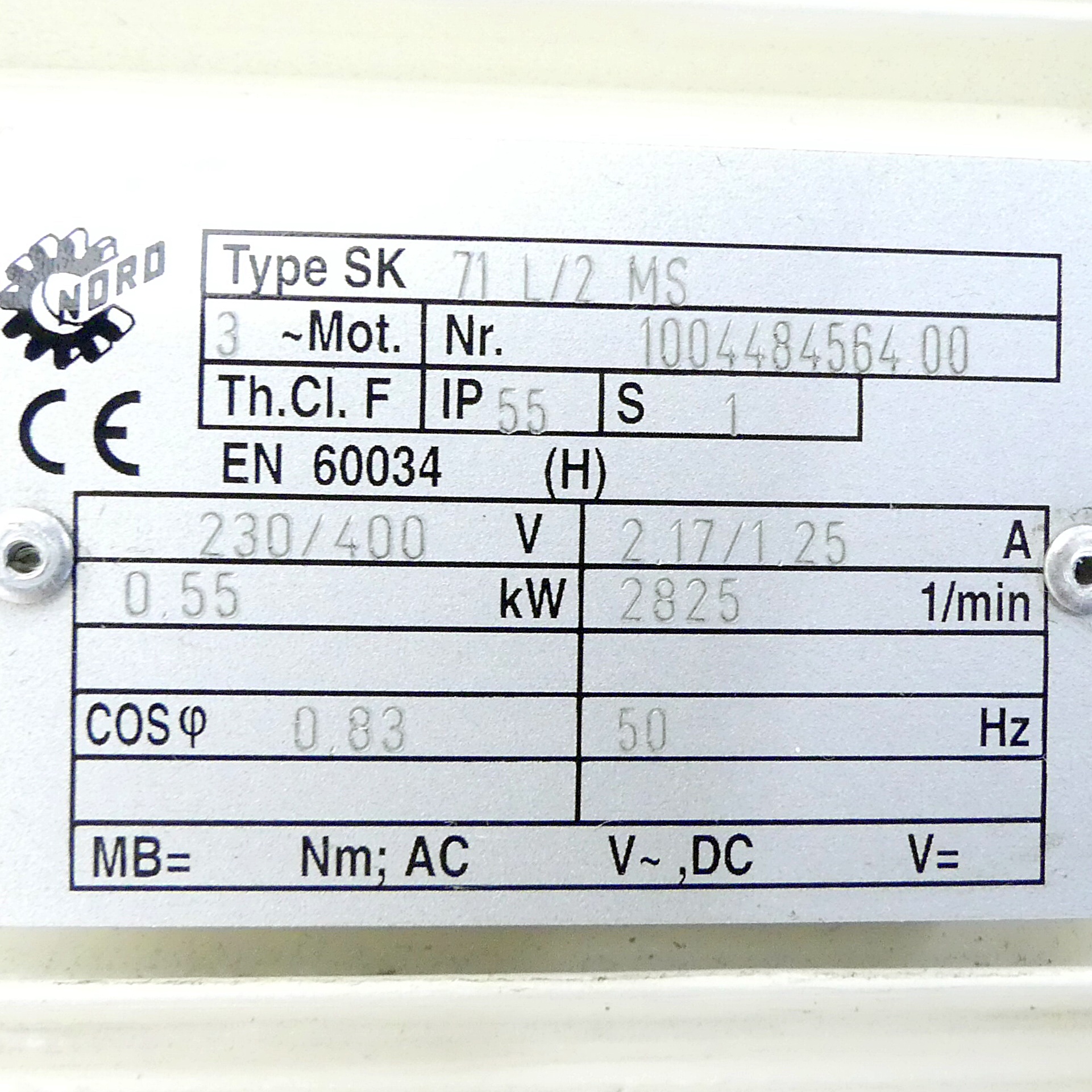 Getriebemotor 71L/2MS + 02040VF-71L/2MS 