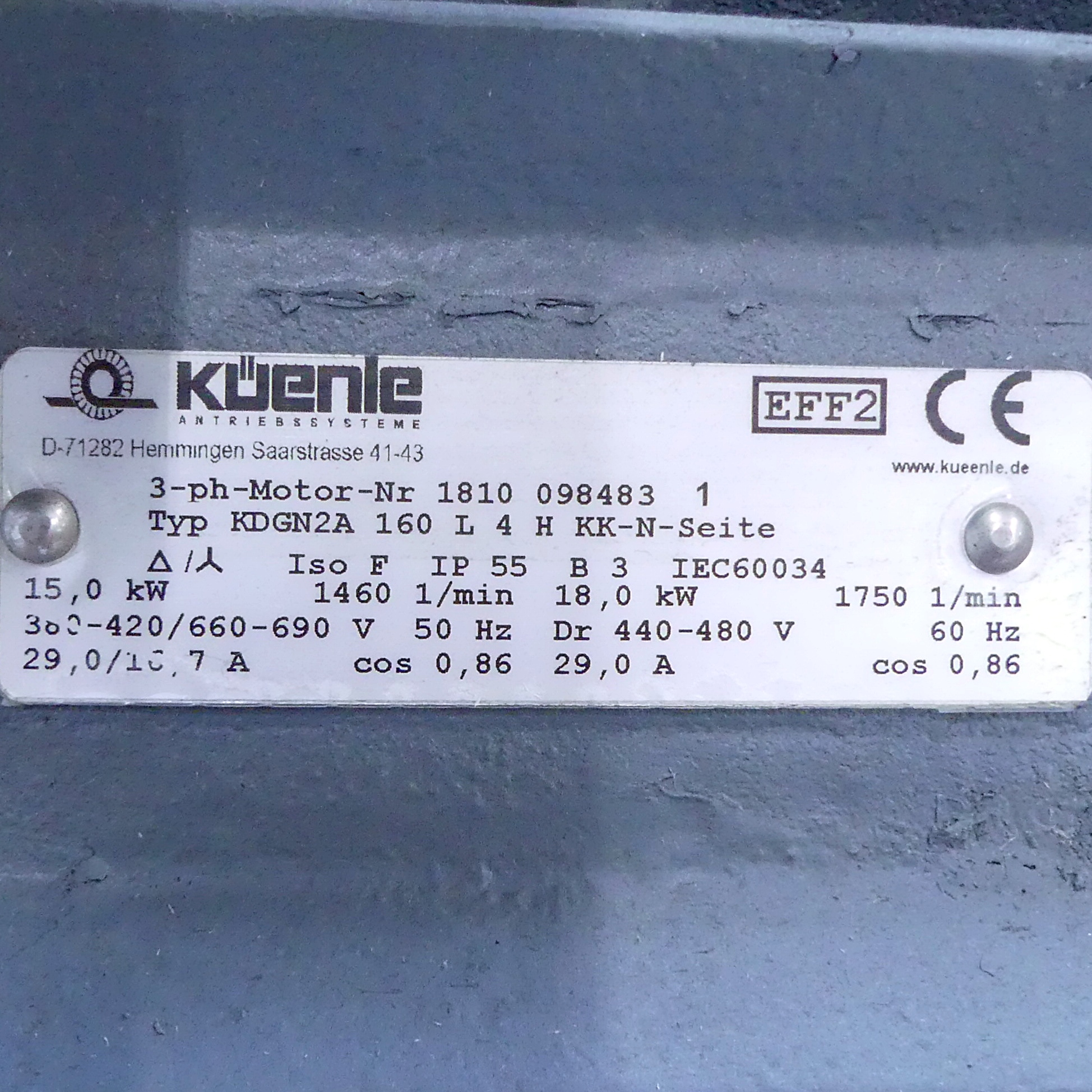 Drehstrommotor KDGN2A 160 L 4H 