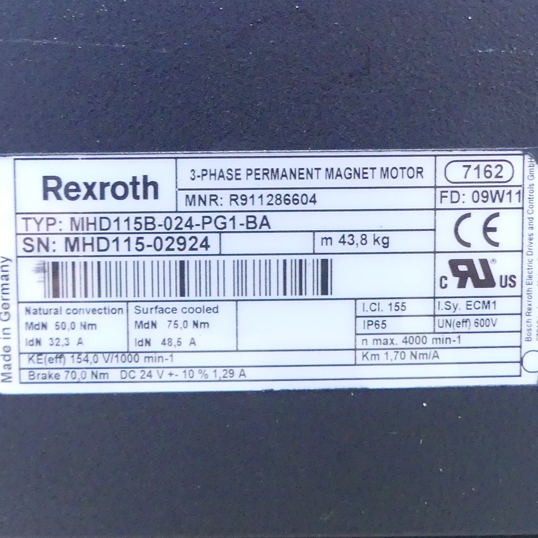 Drehstrom Servomotor MHD115B-024-PG1-BA 