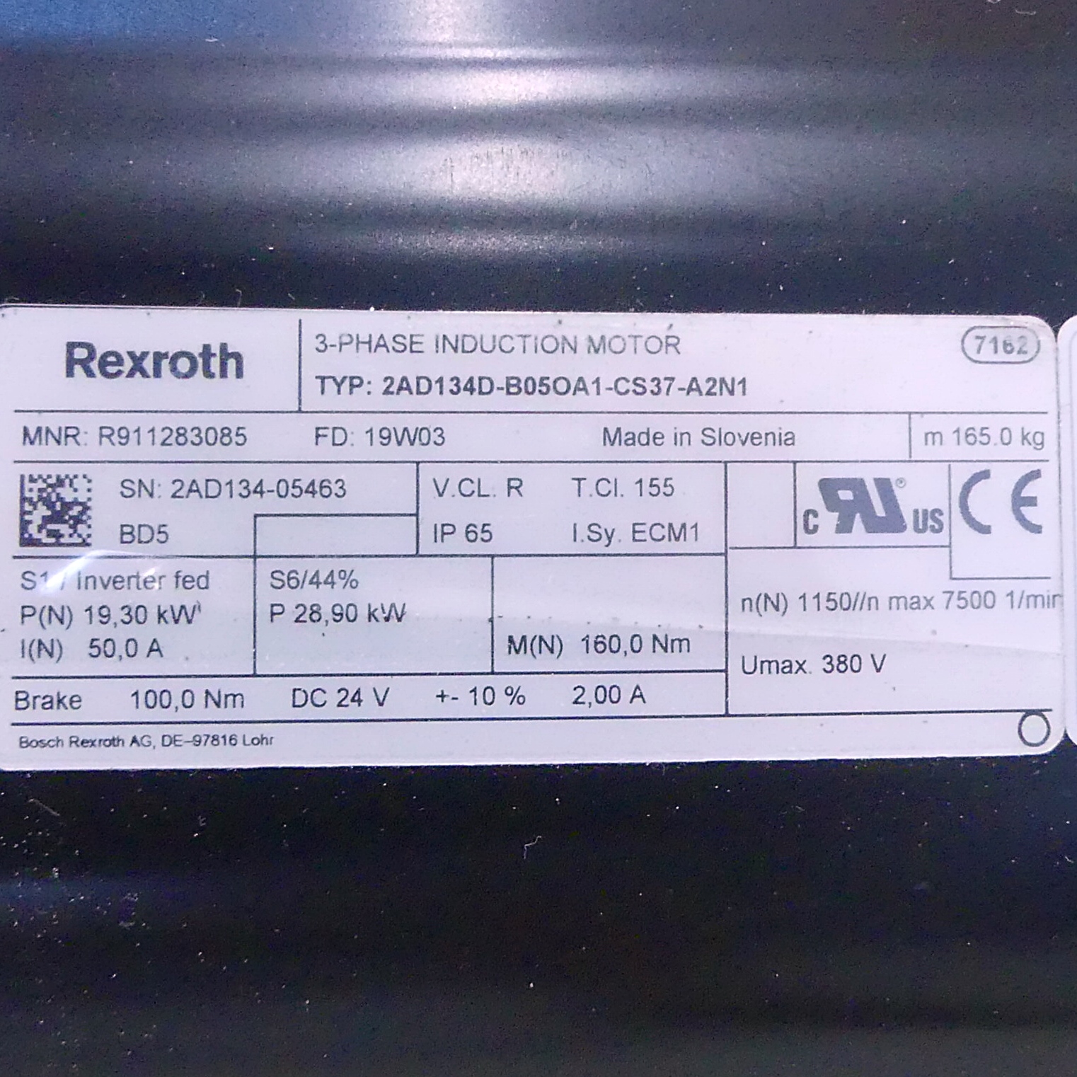 Drehstrom Servomotor 2AD134D-B05OA1-CS37-A2N1 