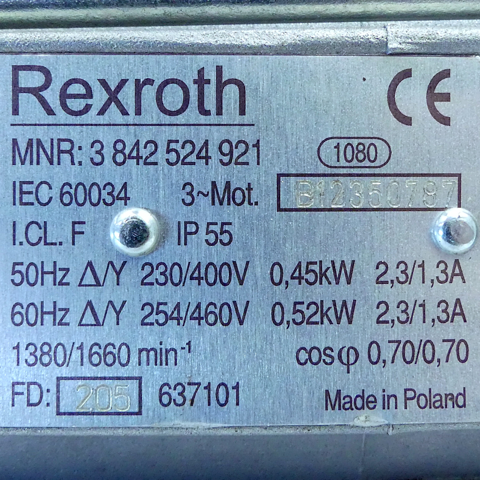 three-phase motor with cable 3 842 524 921 