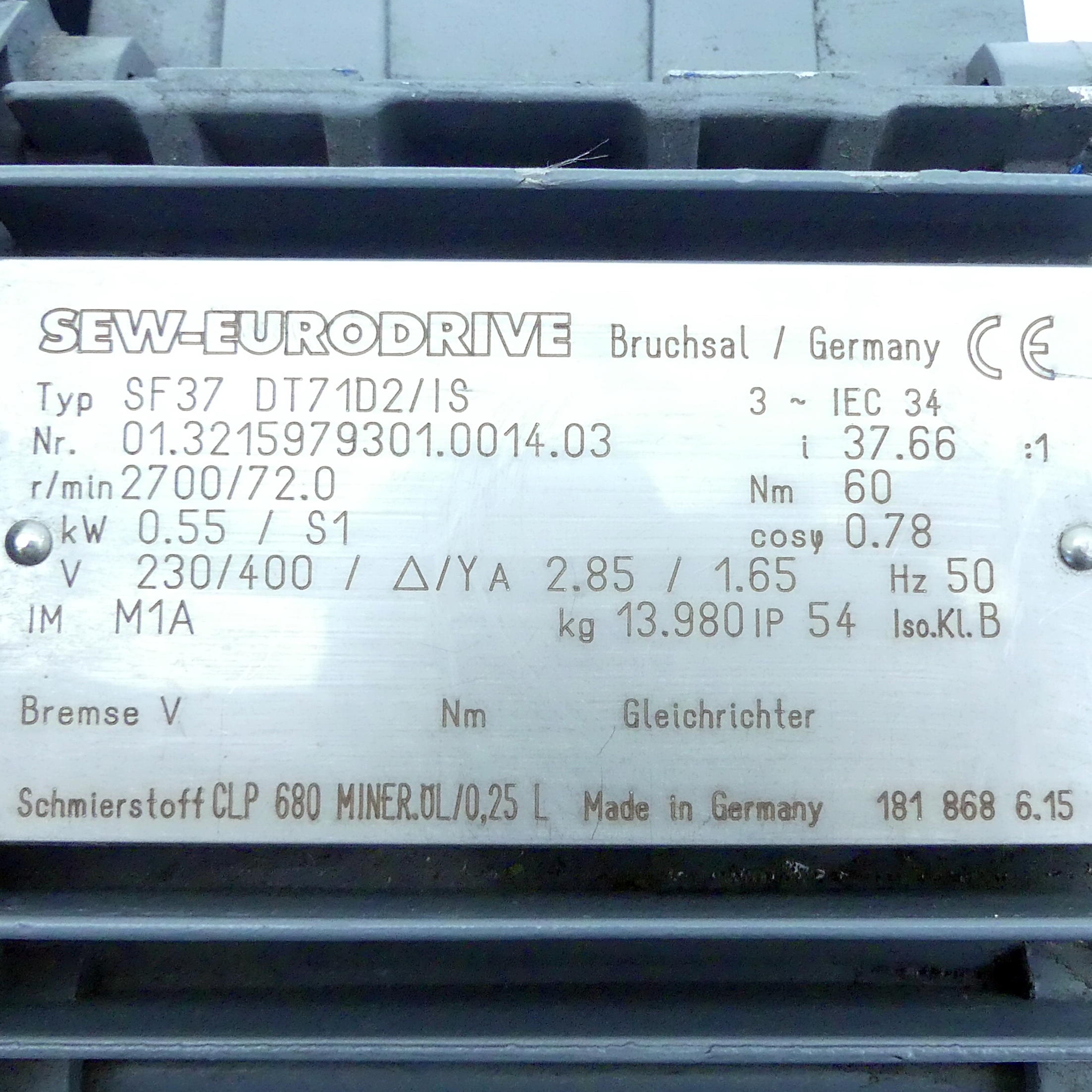gear motor SF37 DT71D2/IS 
