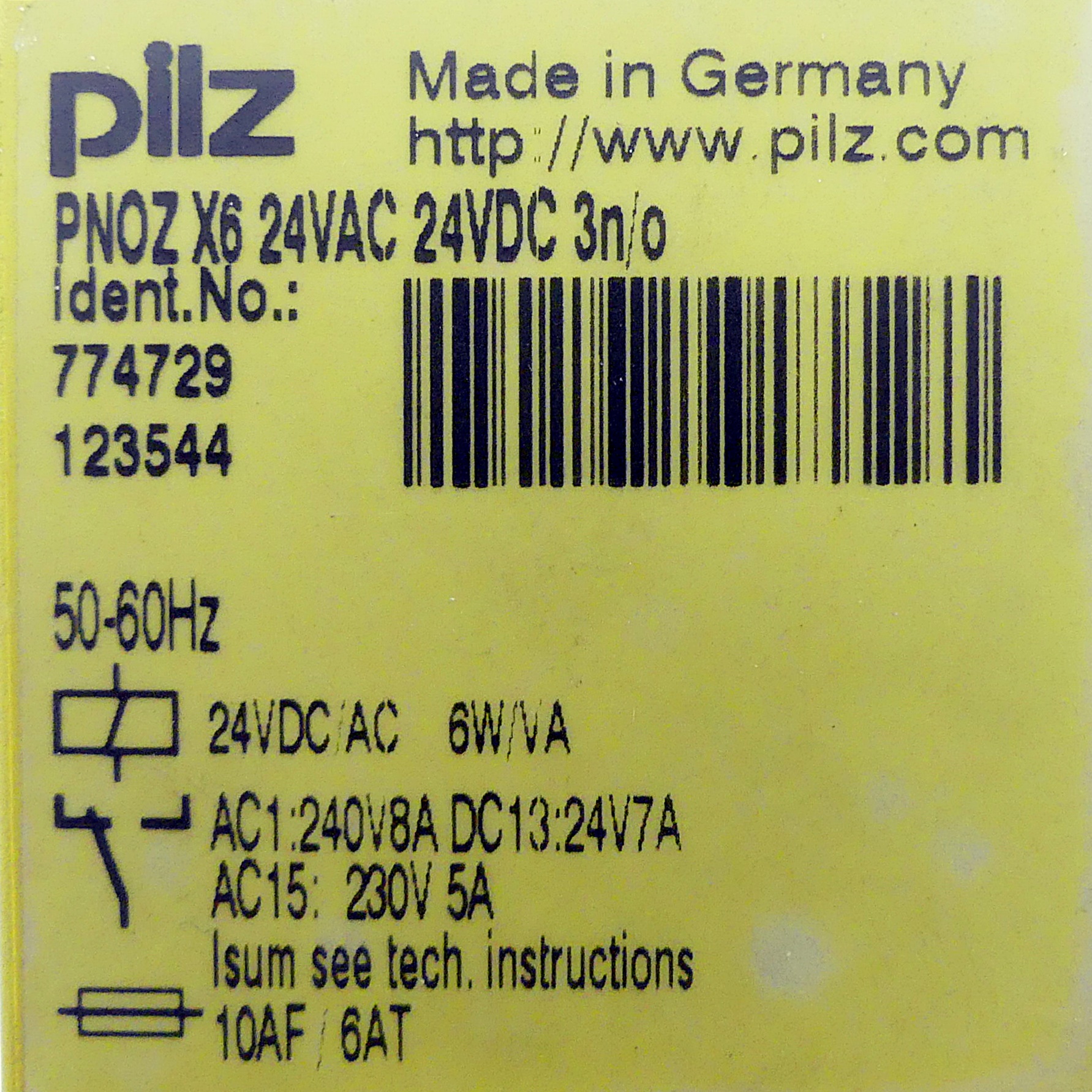 Sicherheitsrelais PNOZ X6 24VAC 24VDC 3n/o 