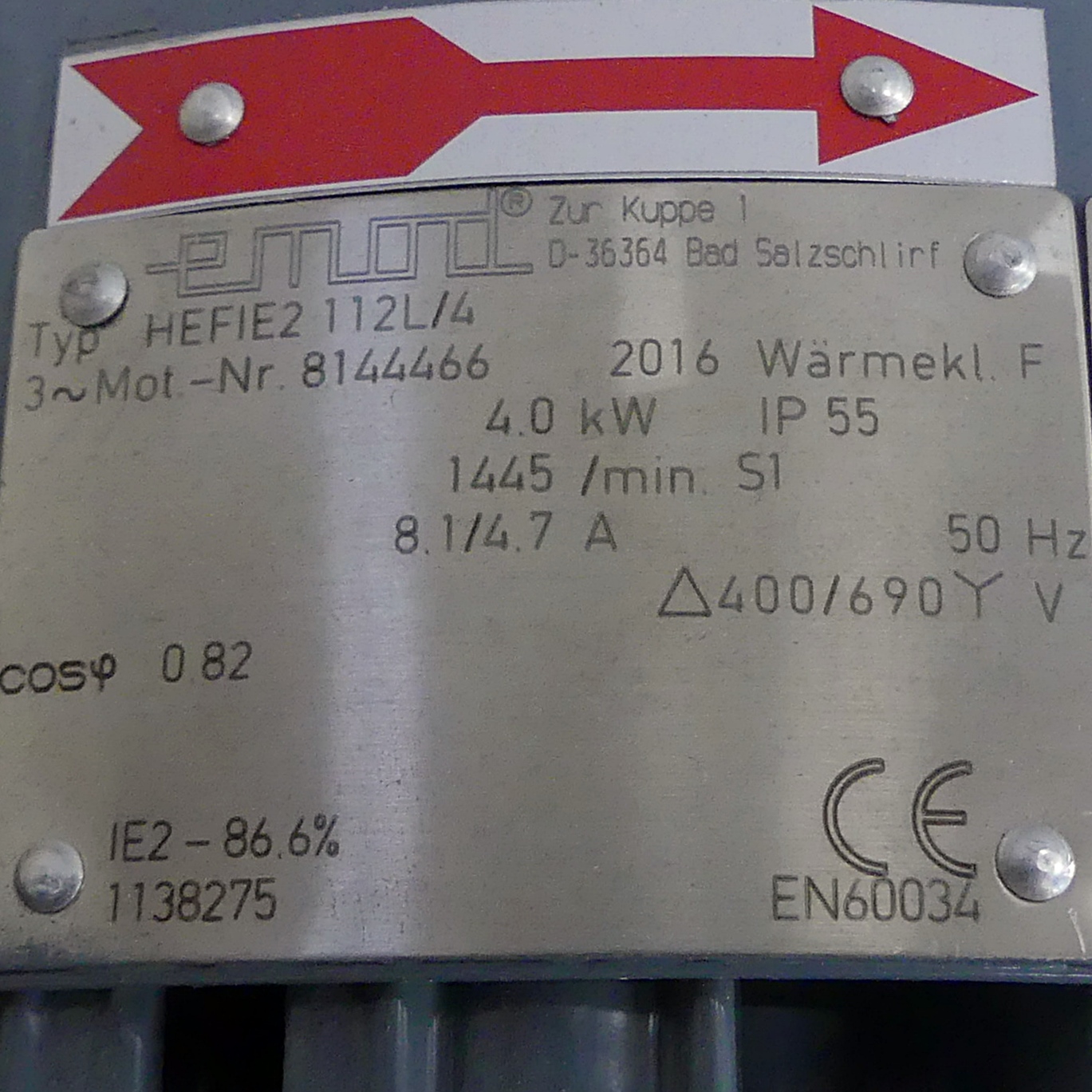 three-phase motor HEFIE2 112L/4 