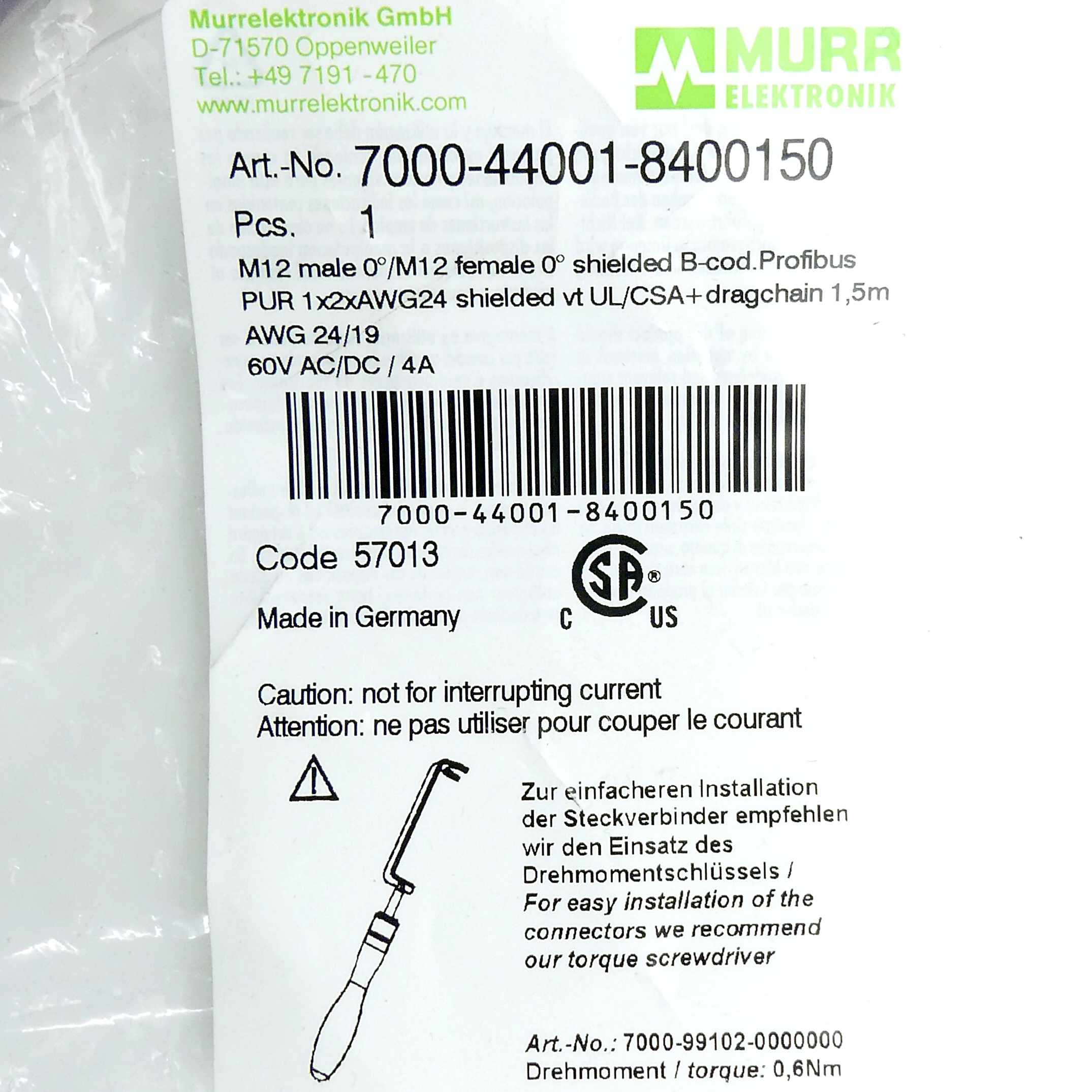Connecting cable 7000-44001-8400150