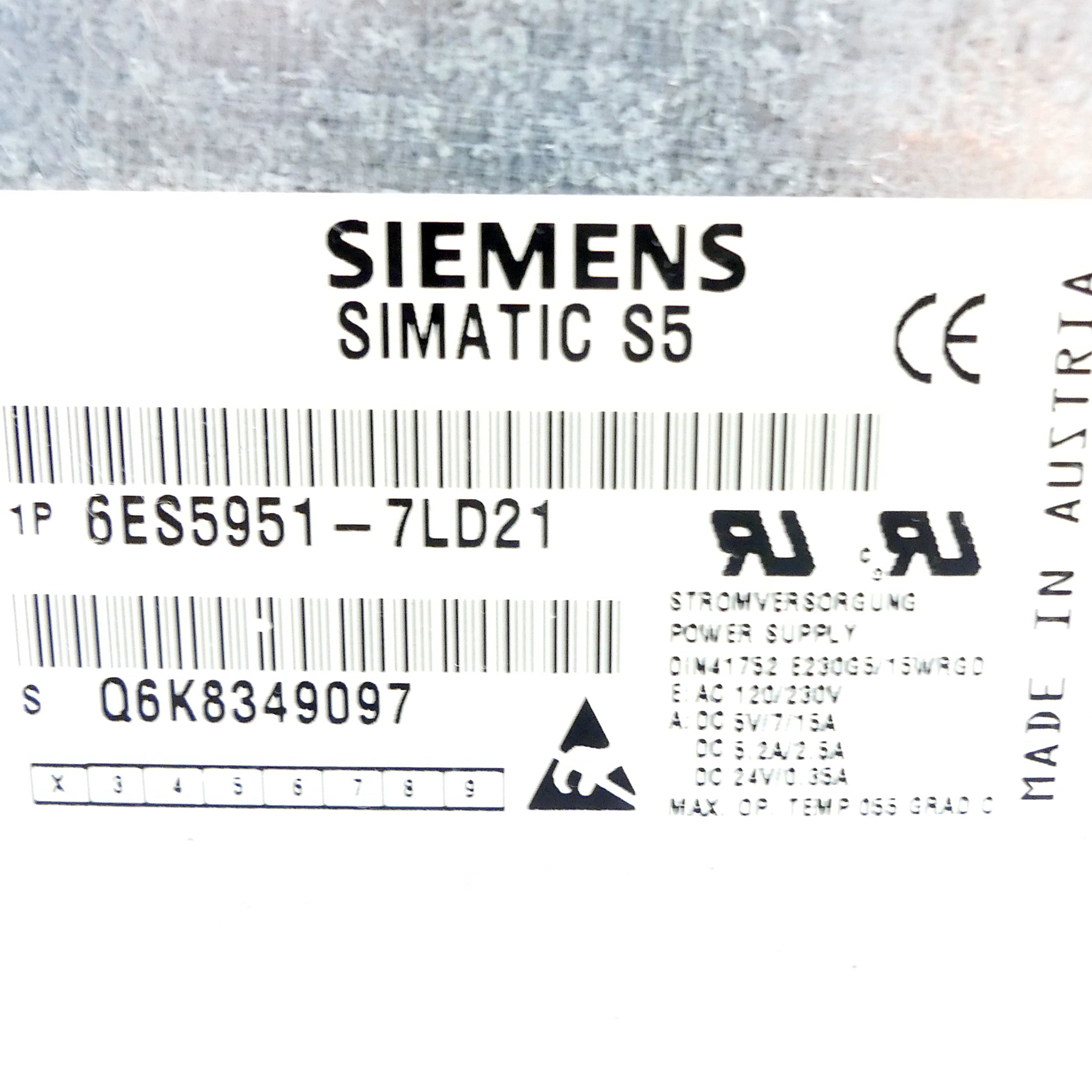 Power Supply Simatic S5 6ES5951-7LD21