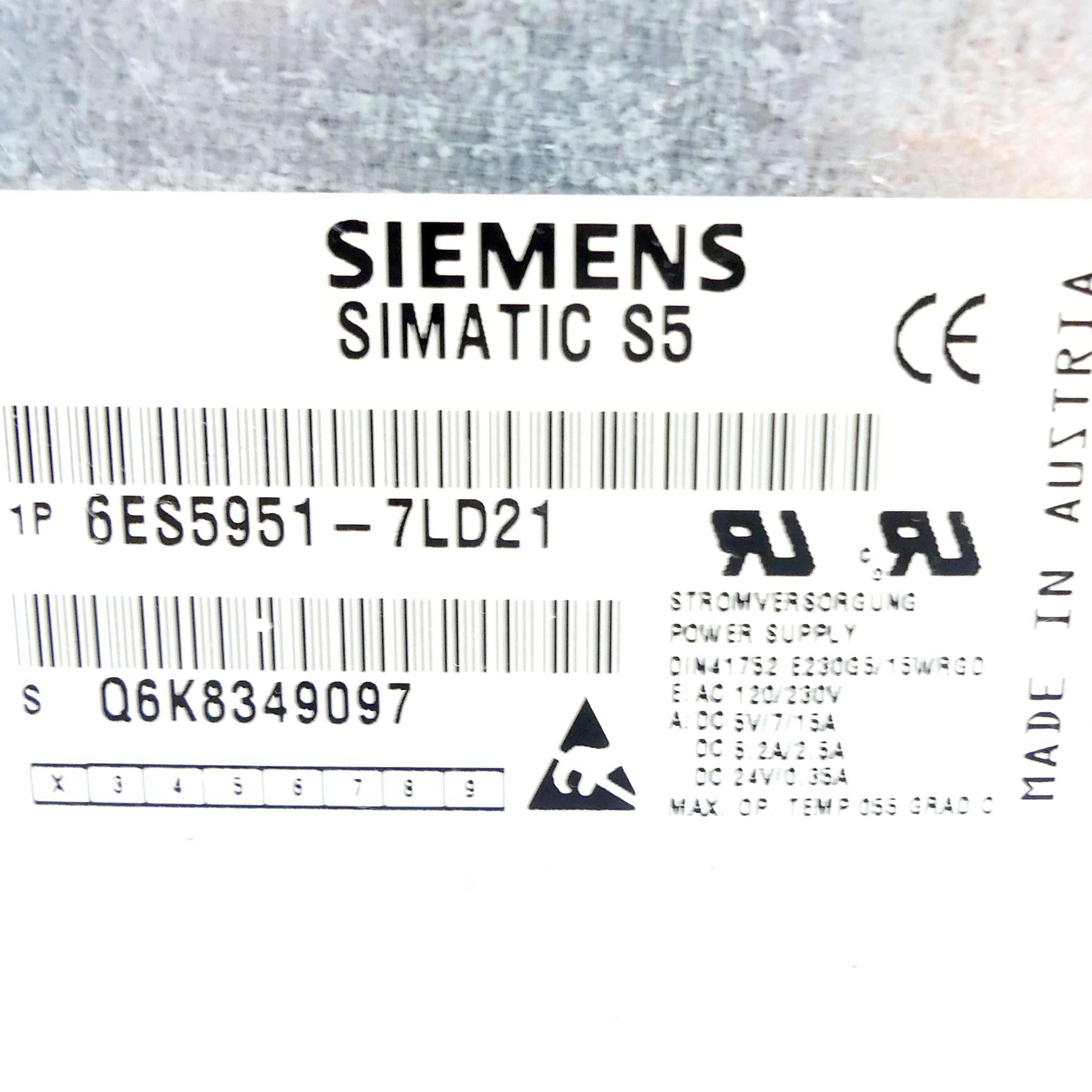 Power Supply Simatic S5 6ES5951-7LD21 