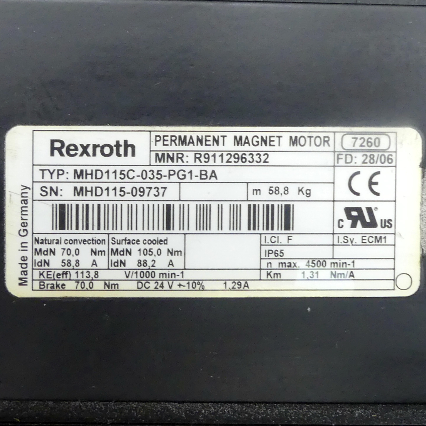 Drehstrom Servomotor MHD115C-035-PG1-BA 