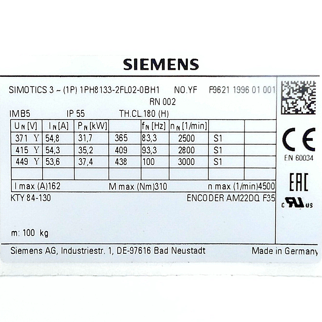 SIMOTICS M Compact synchronous motor  Used