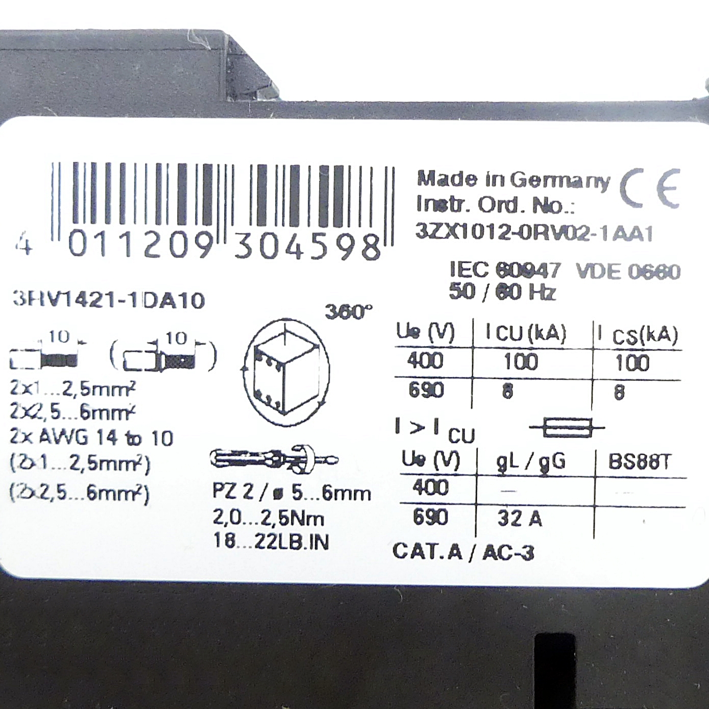 Leistungsschalter 3RV1421-1DA10