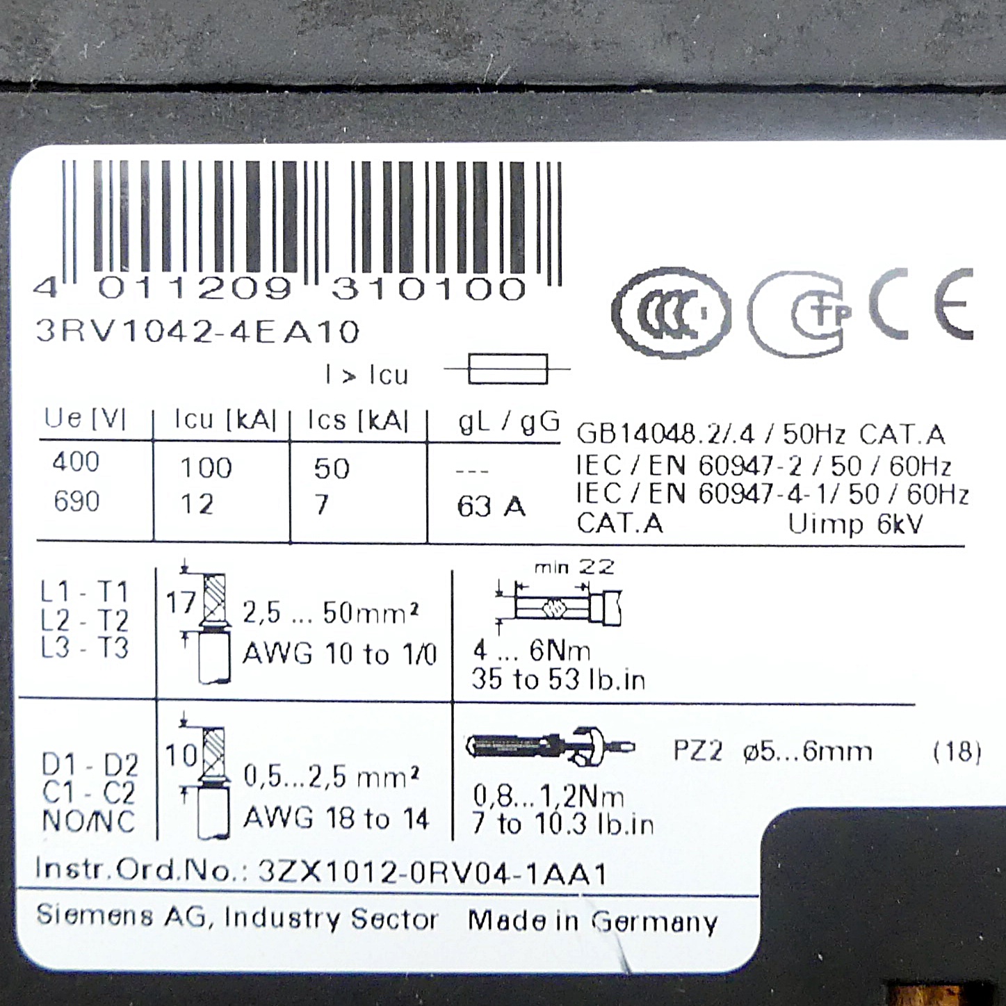 Leistungsschalter 3RV1042-4EA10 