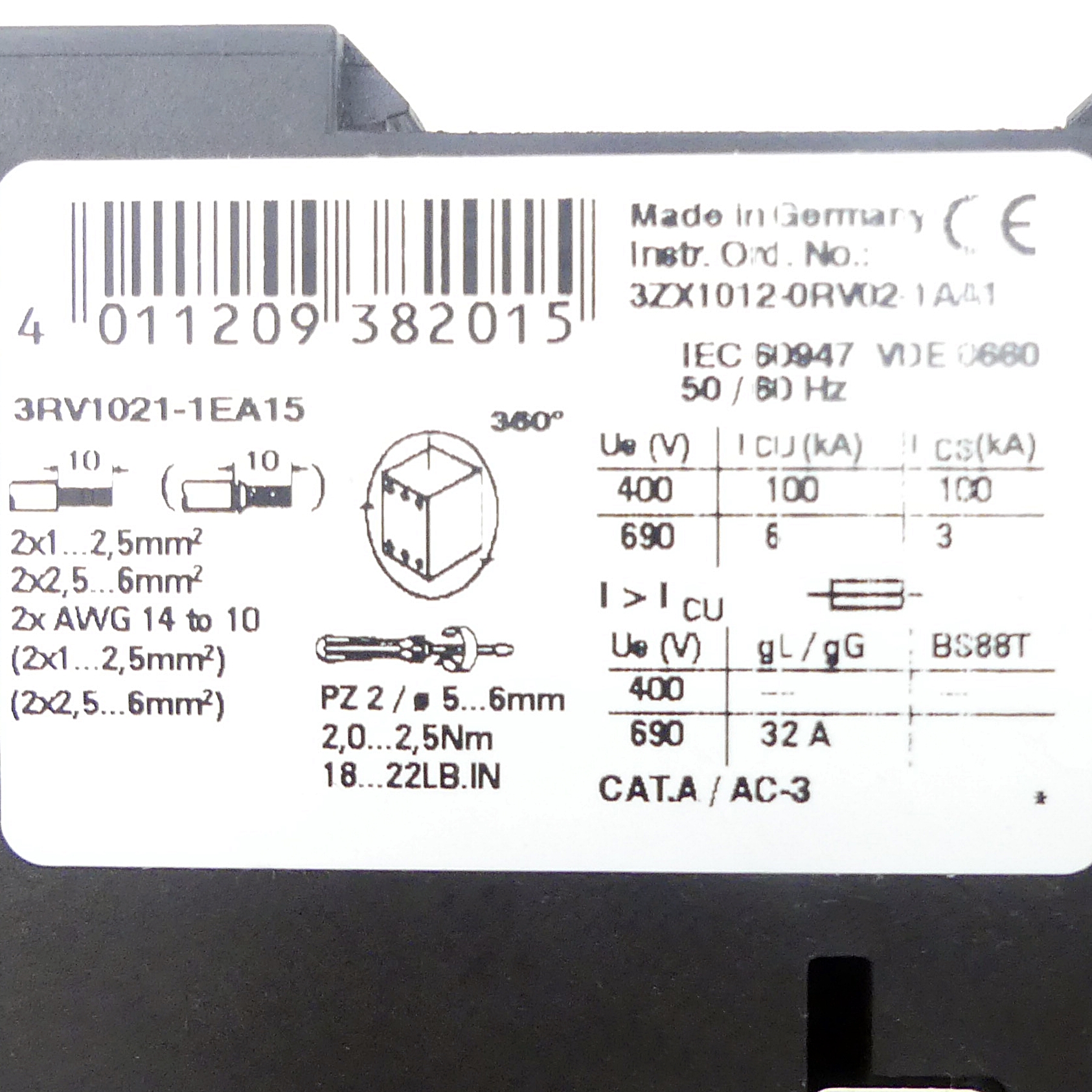 Leistungsschalter 3RV1021-1EA15 