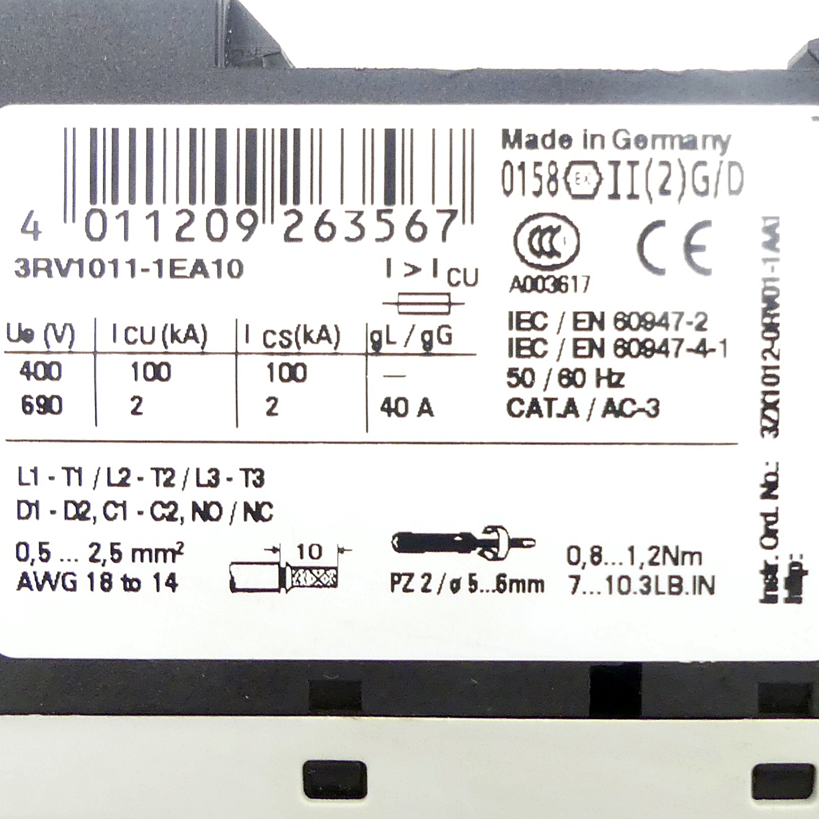 Circuit breaker 3RV1011-1EA10 New FS
