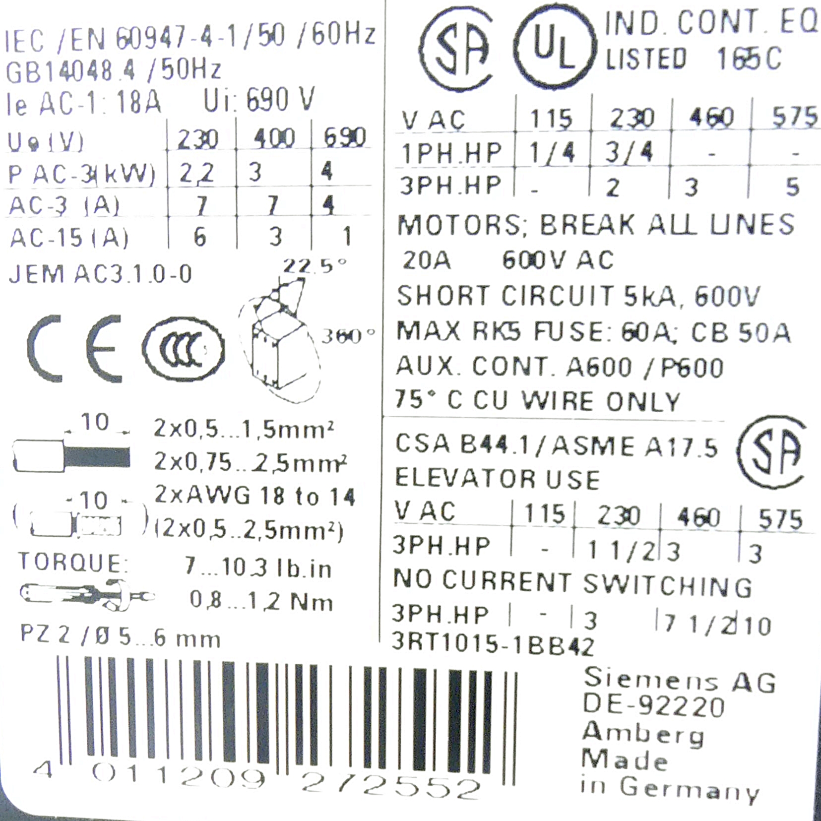 Schütz 3RT2015-1BB42 Gebraucht