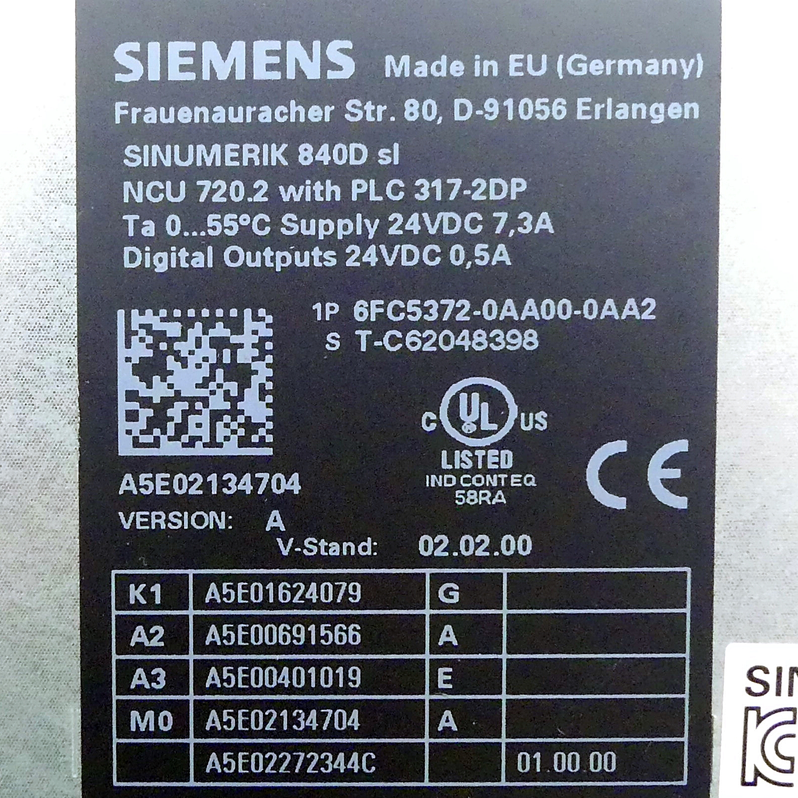Sinumerik 840 D SL CNC-Hardware  mit PLC 317-2DP NCU 720.2 Neuwertig