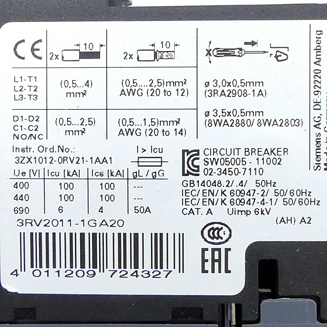 Circuit breaker 3RV2011-1GA20 