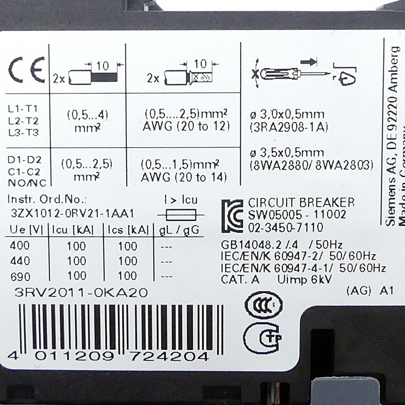 Leistungsschalter 3RV2011-0KA20