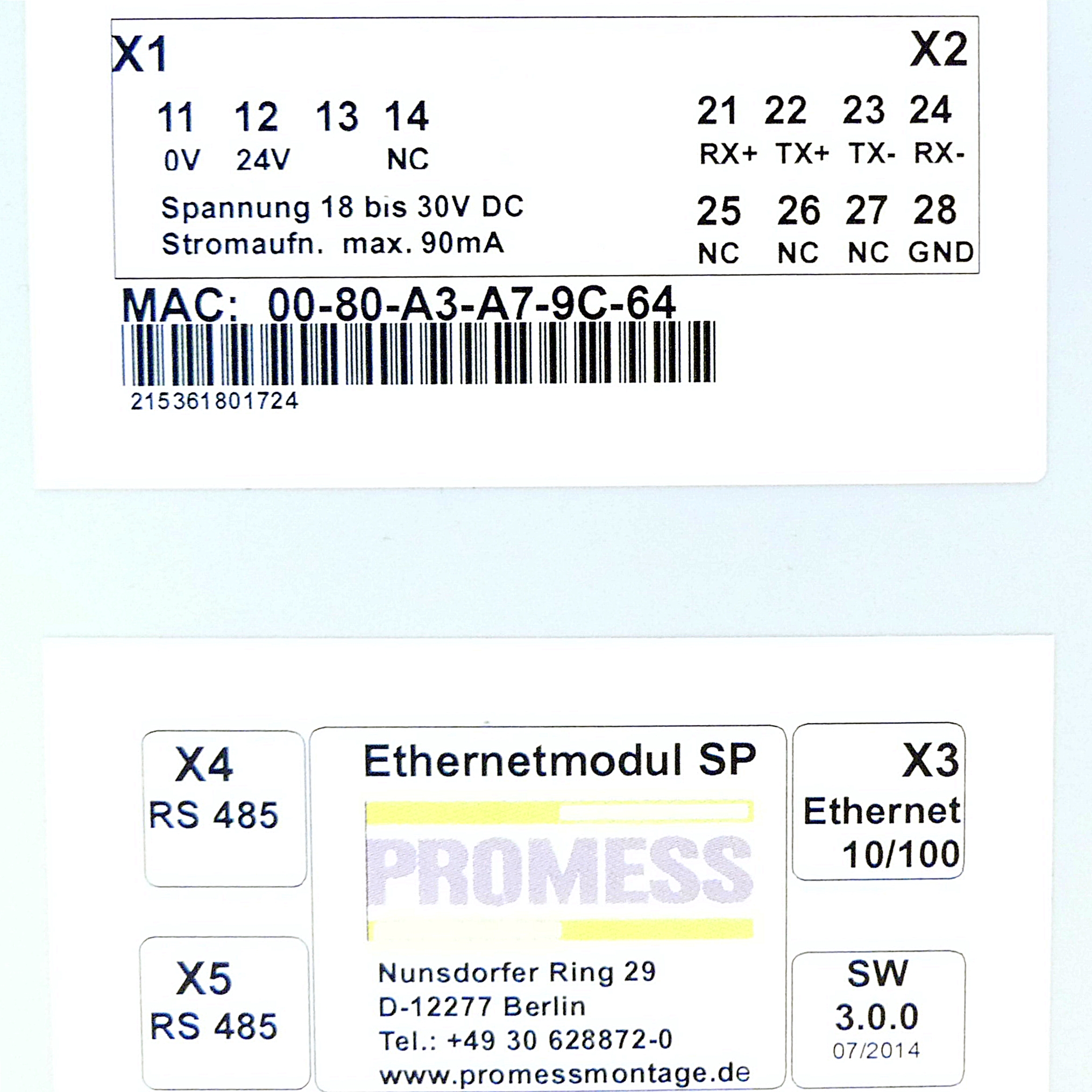 Promess UFM Ethernet Module Promess UFM Ethernet Module, SP Ethernet-Modul, SW Ver. 3.0.0 07/2014 