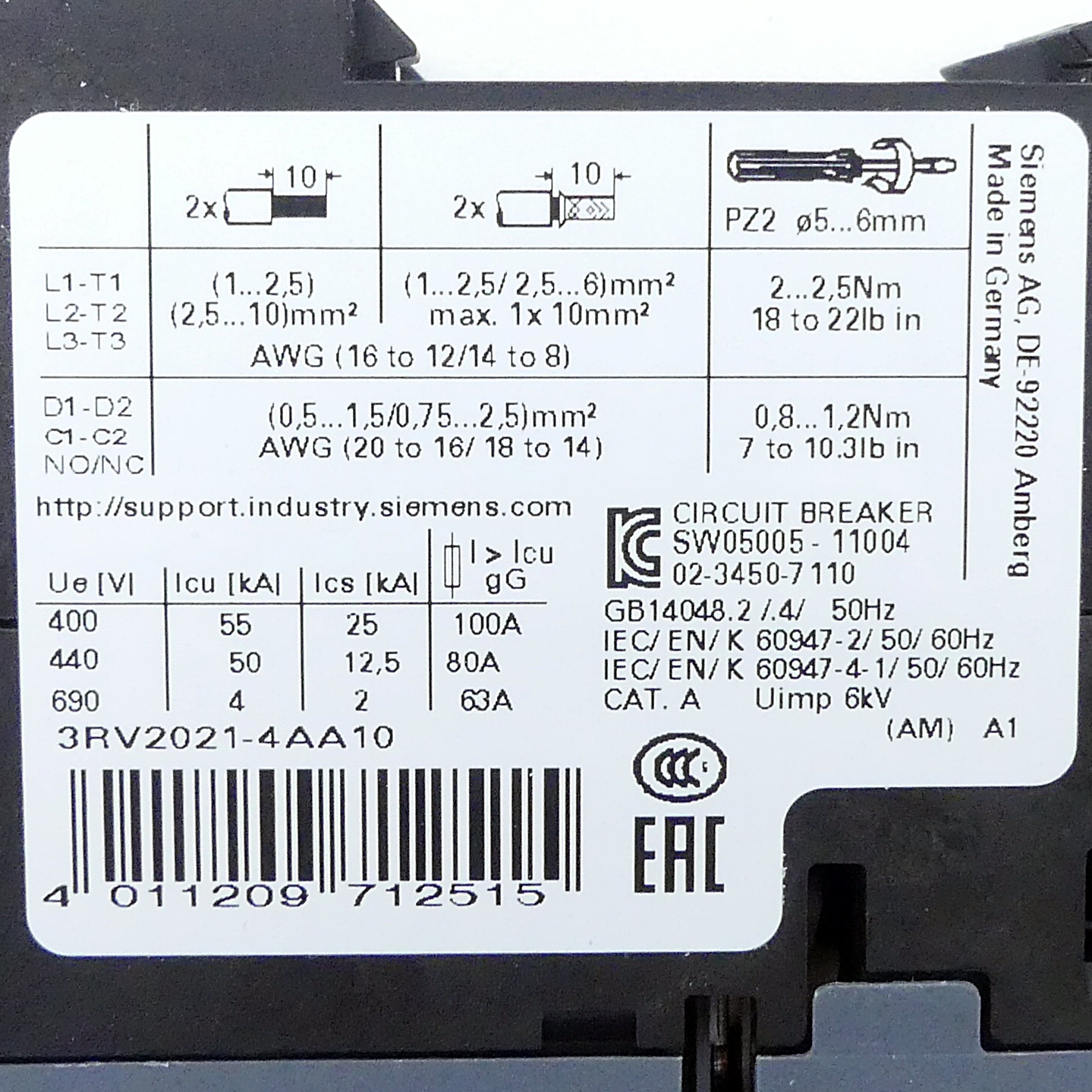 Leistungsschalter 3RV2021-4AA10 