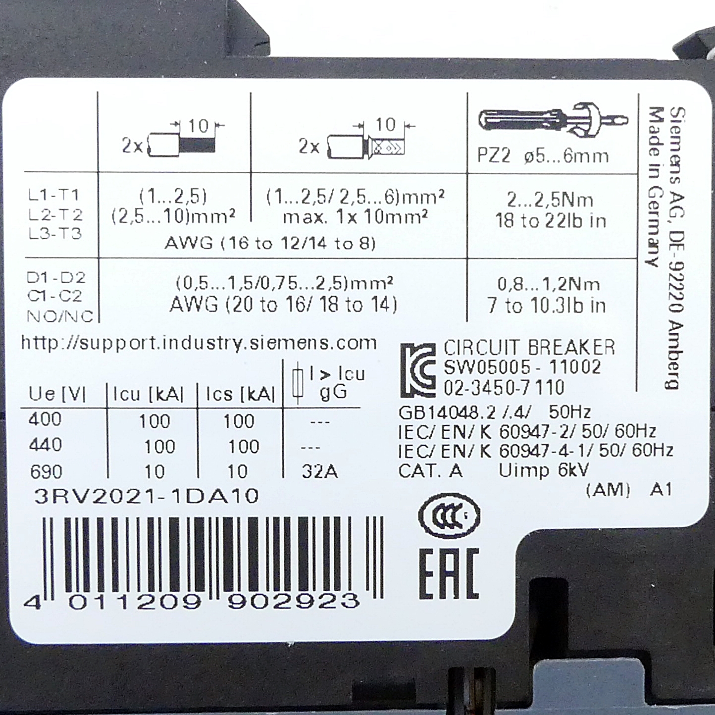 circuit breaker 3RV2021-1DA10 